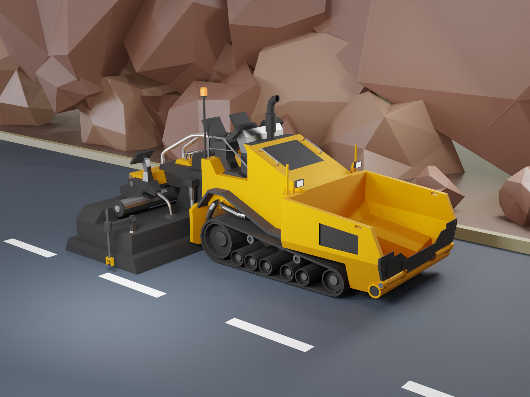 Asphalt Paver Heavy Vehicle Low-poly 3D model_1