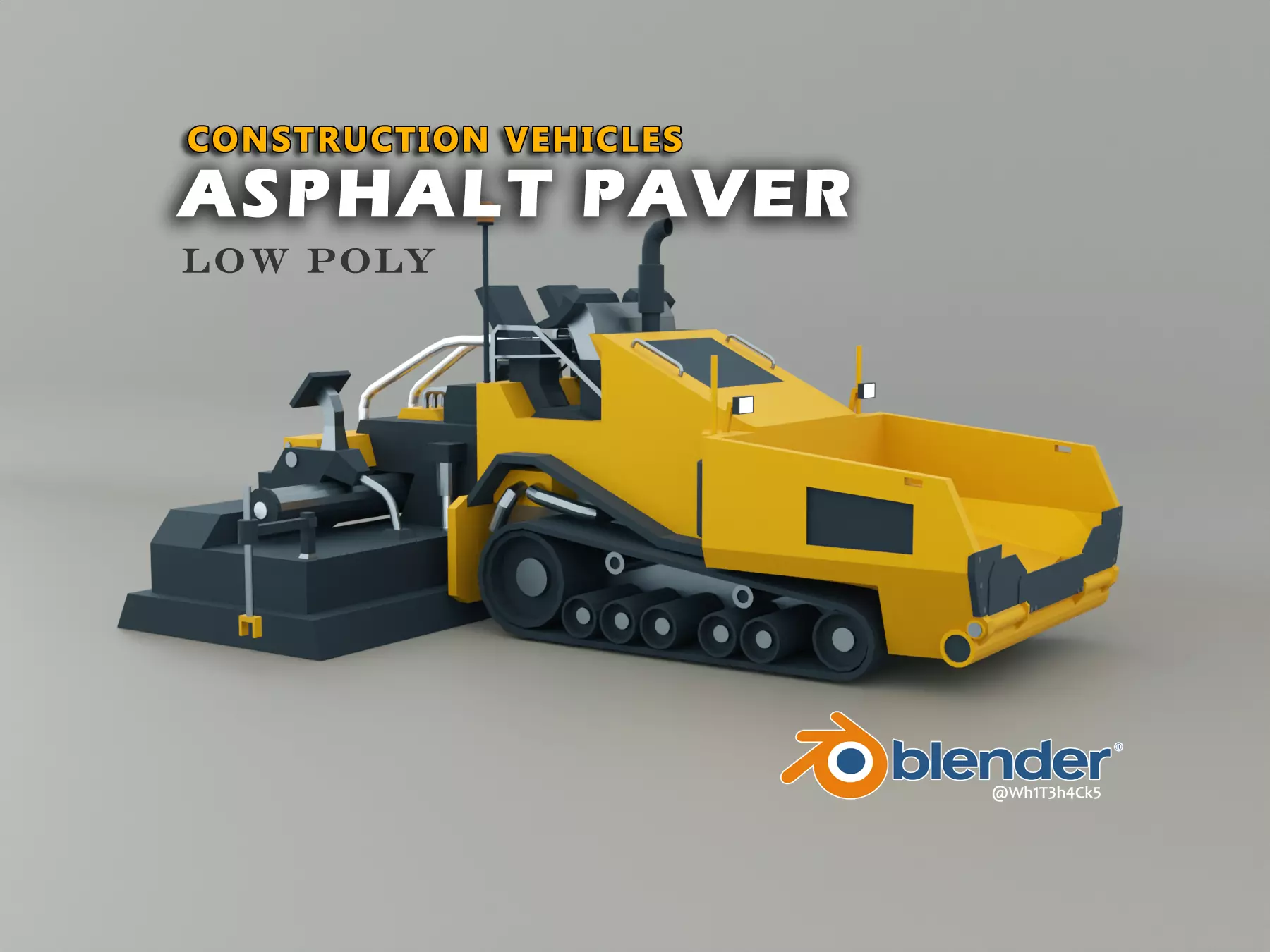 Asphalt Paver Heavy Vehicle Low-poly 3D model_0