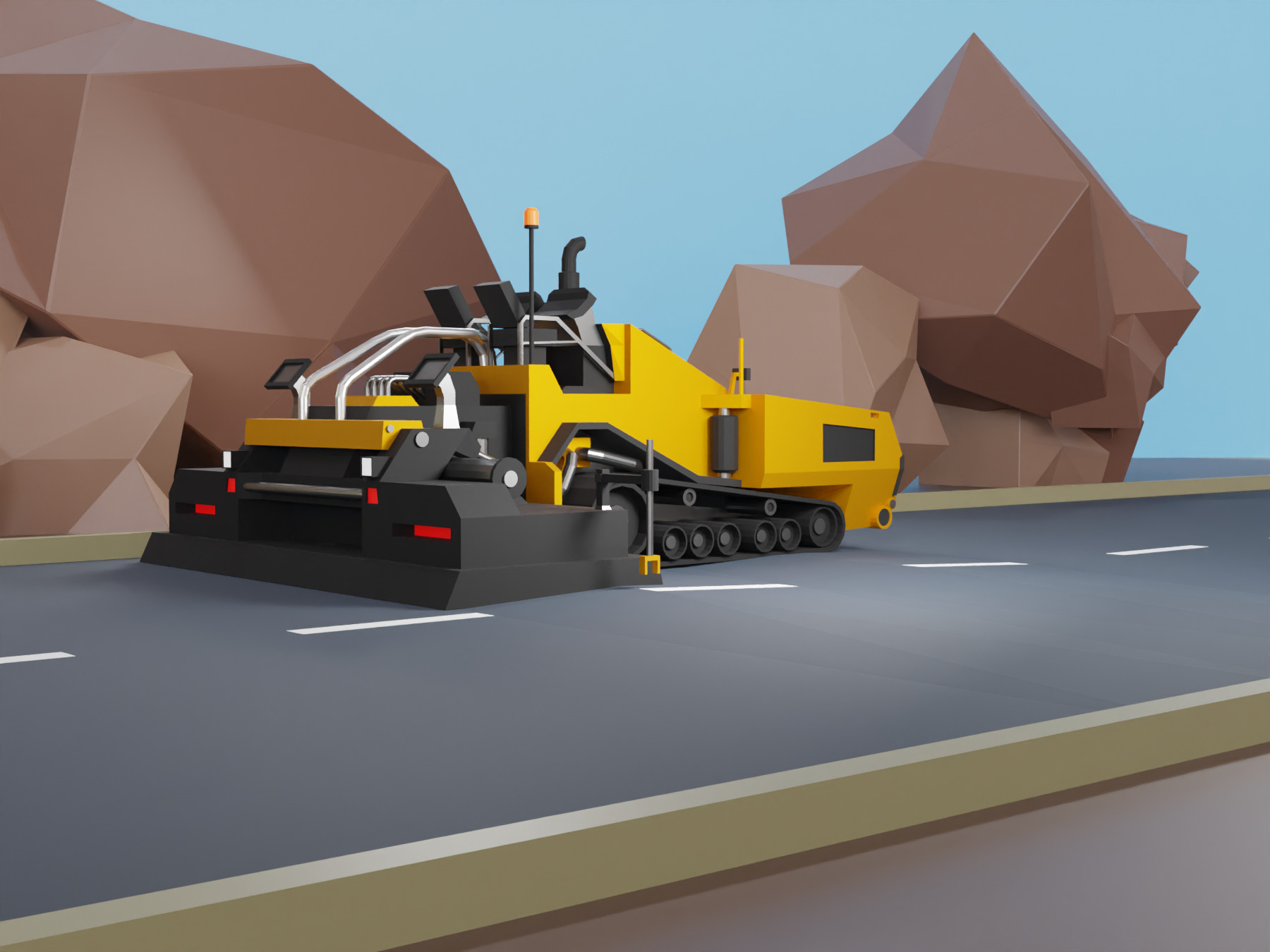 Asphalt Paver Heavy Vehicle Low-poly 3D model_3