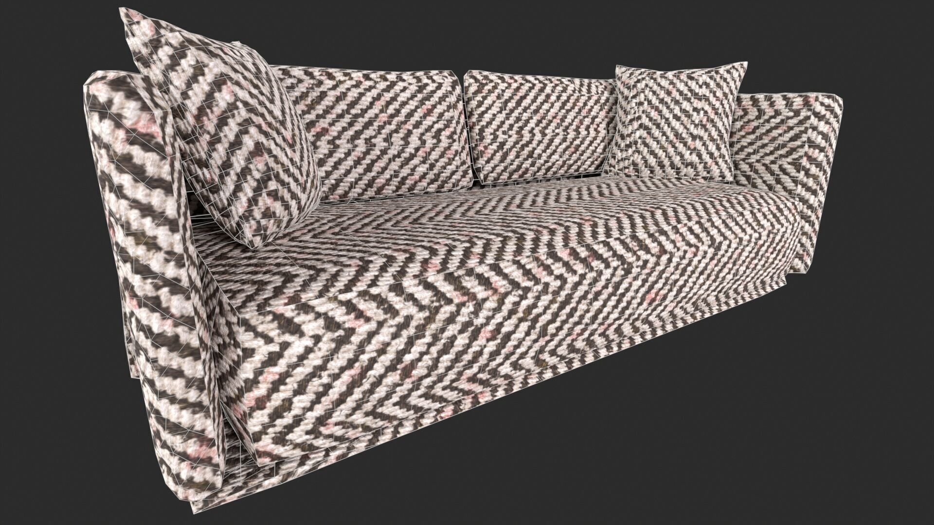 Sofa Furniture Low-poly 3D model_9