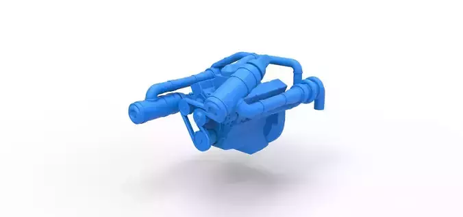 Twin Turbo engine V8 for semi truck Scale 1 to 25 3D print model