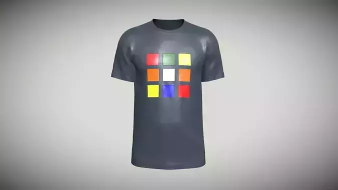 Mens Navy Blue T-Shirt In Low Poly