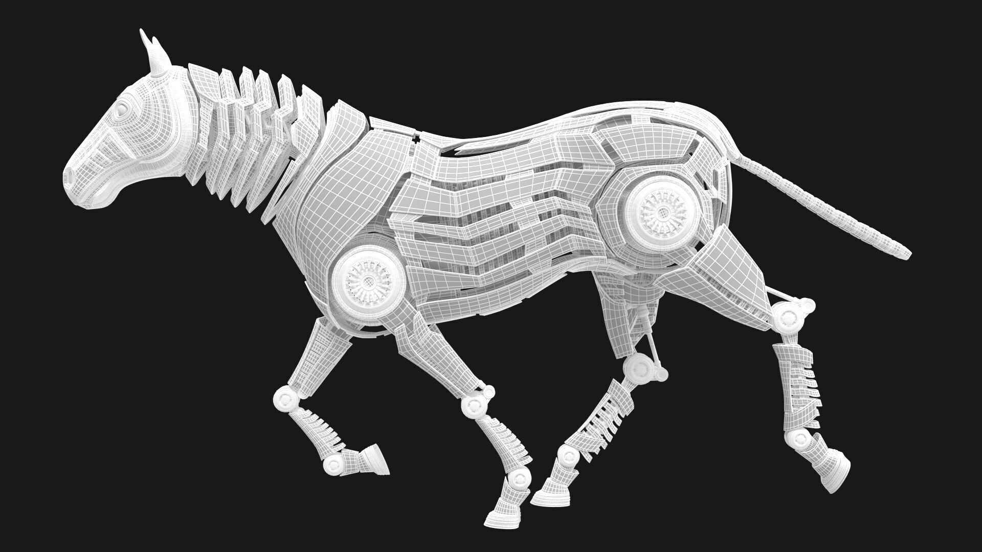 Robot horse runs 3D model_10