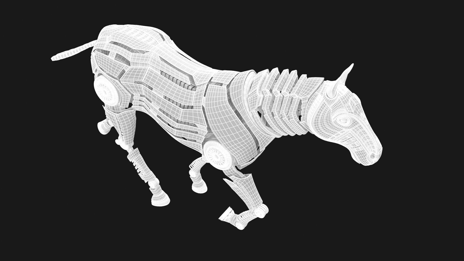 Robot horse runs 3D model_12