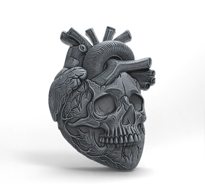 Anatomical Heart Skull 3D Model for CNC Carving and 3D Printing 3D print model_1
