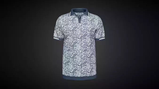 Mens Open Collar Printed- Polos In Low Poly 