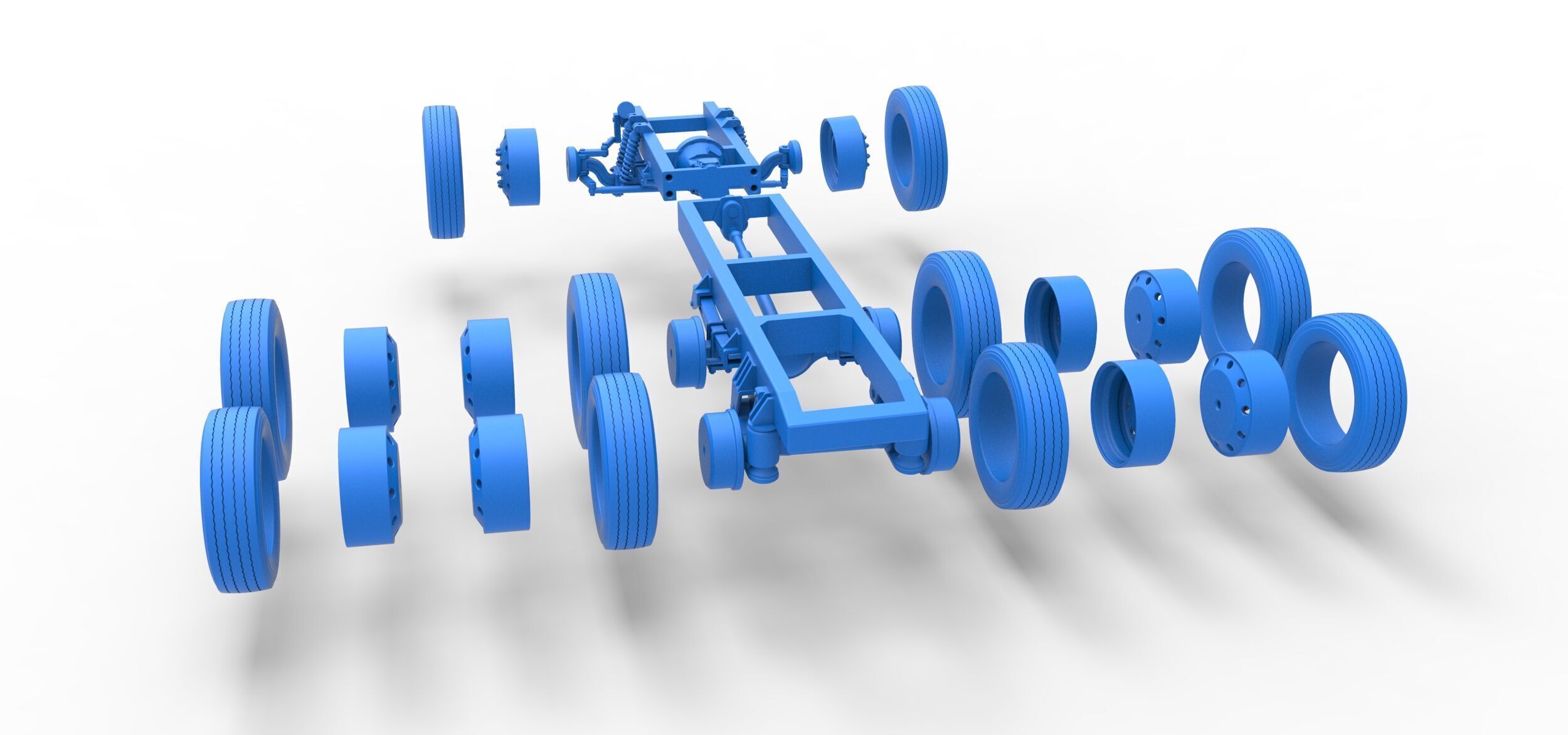 Chassis of Vintage GATR Racing Semi truck V3 Scale 1 to 25 3D print model_48