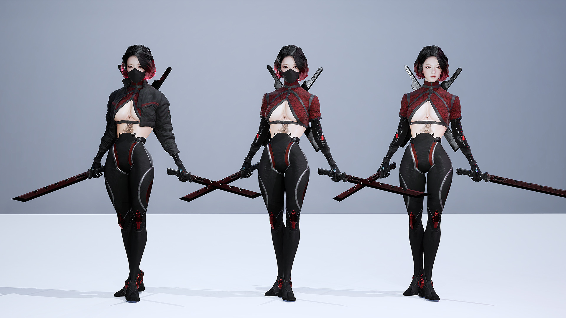 Scifi Assassin Girl Modular Low-poly 3D model_18