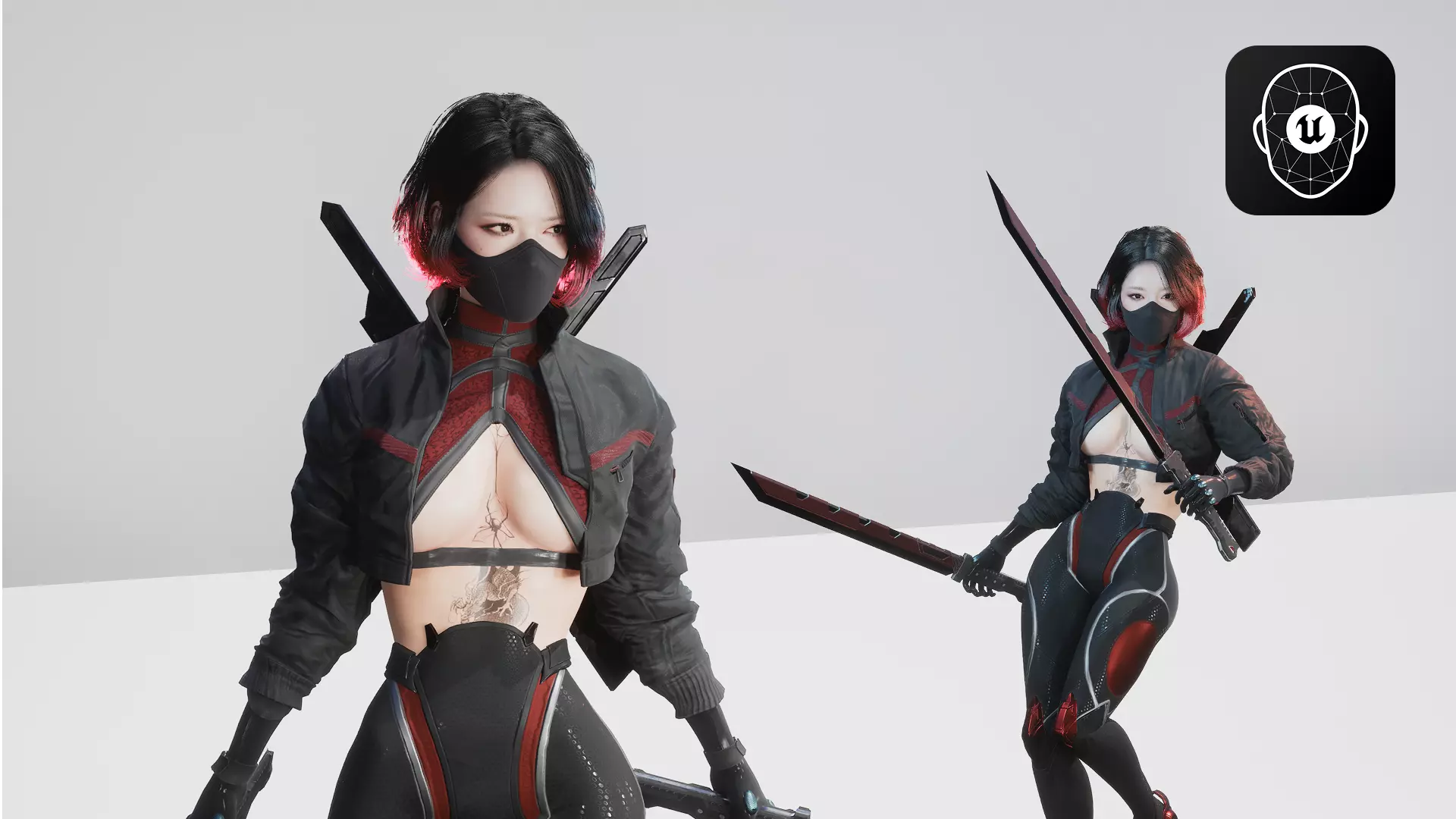 Scifi Assassin Girl Modular Low-poly 3D model_0