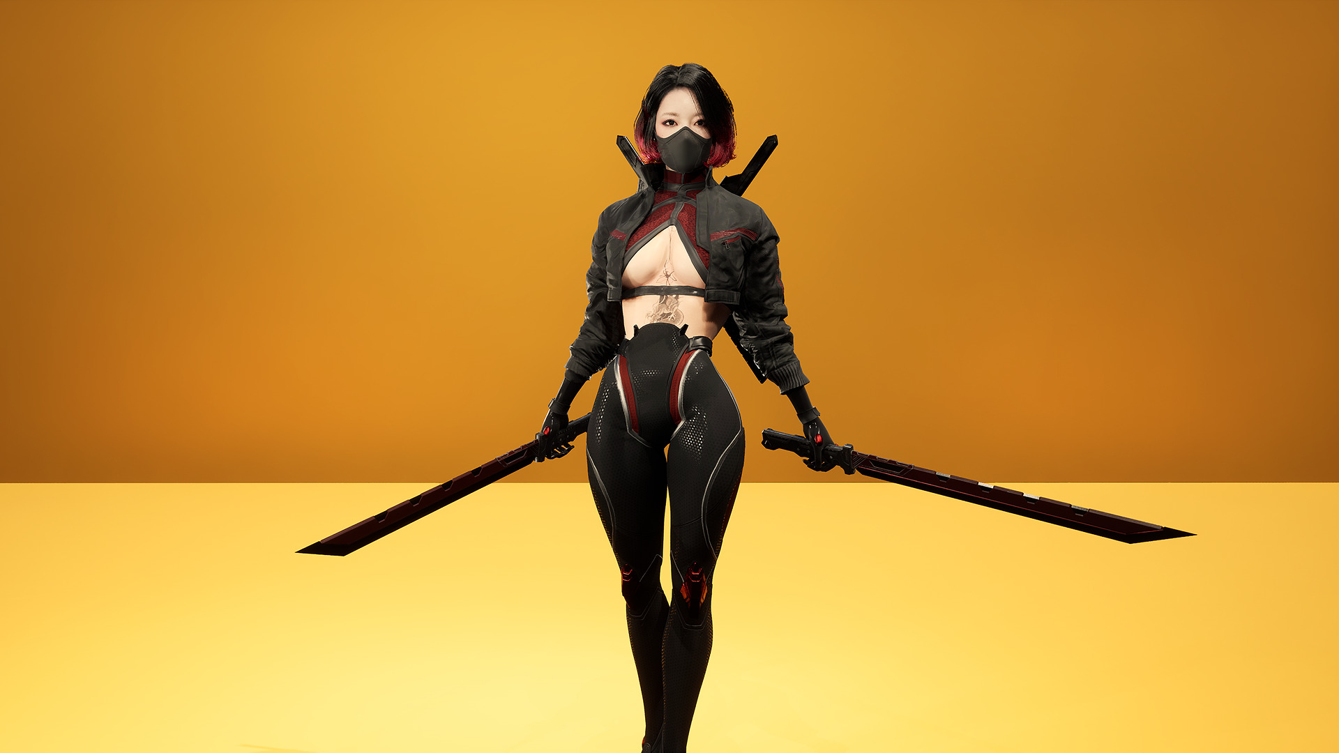 Scifi Assassin Girl Modular Low-poly 3D model_2