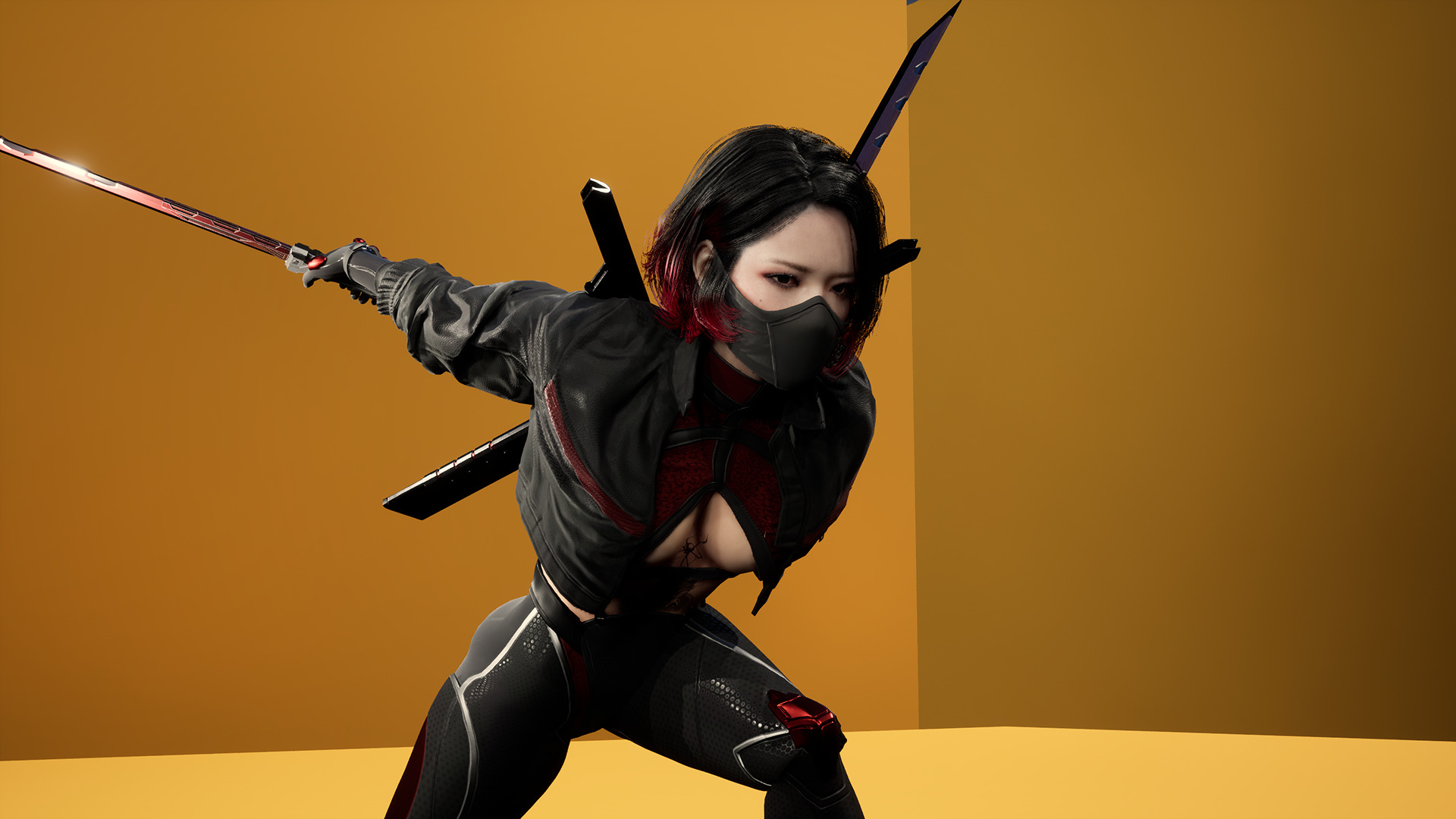 Scifi Assassin Girl Modular Low-poly 3D model_8