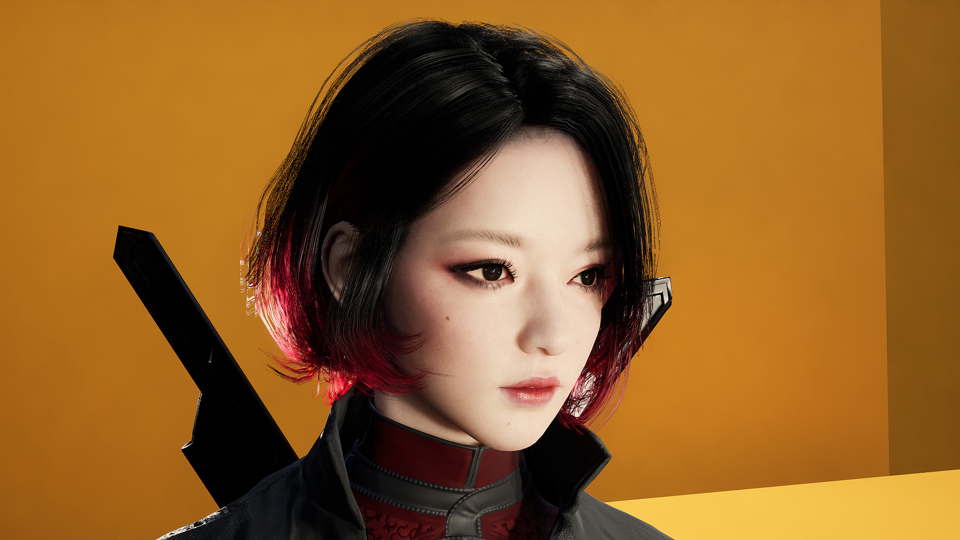 Scifi Assassin Girl Modular Low-poly 3D model_4