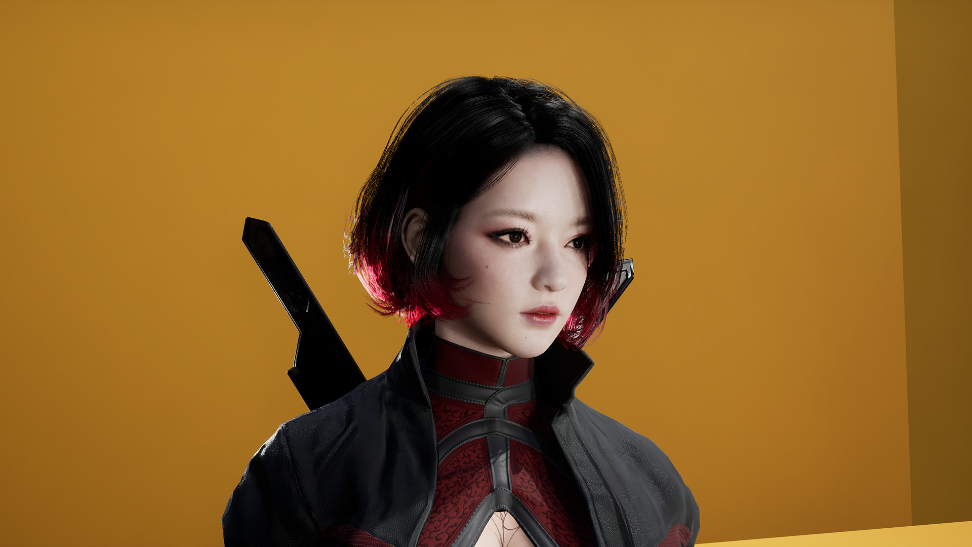 Scifi Assassin Girl Modular Low-poly 3D model_3