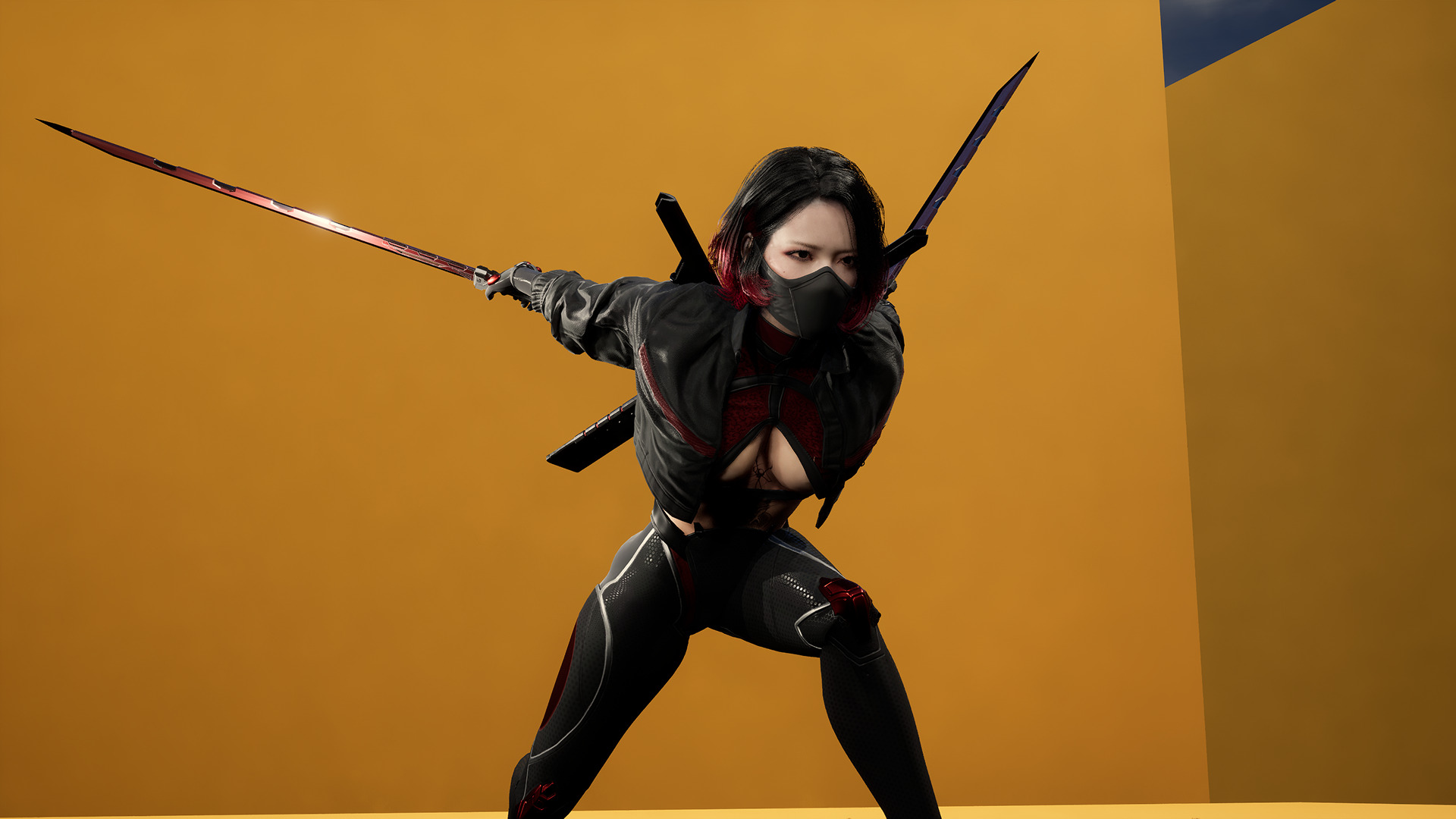 Scifi Assassin Girl Modular Low-poly 3D model_7