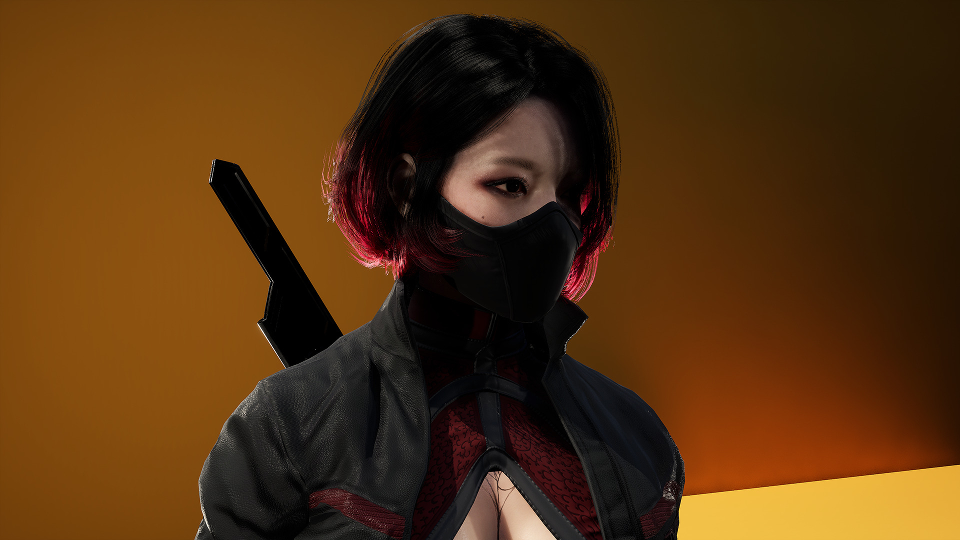 Scifi Assassin Girl Modular Low-poly 3D model_6