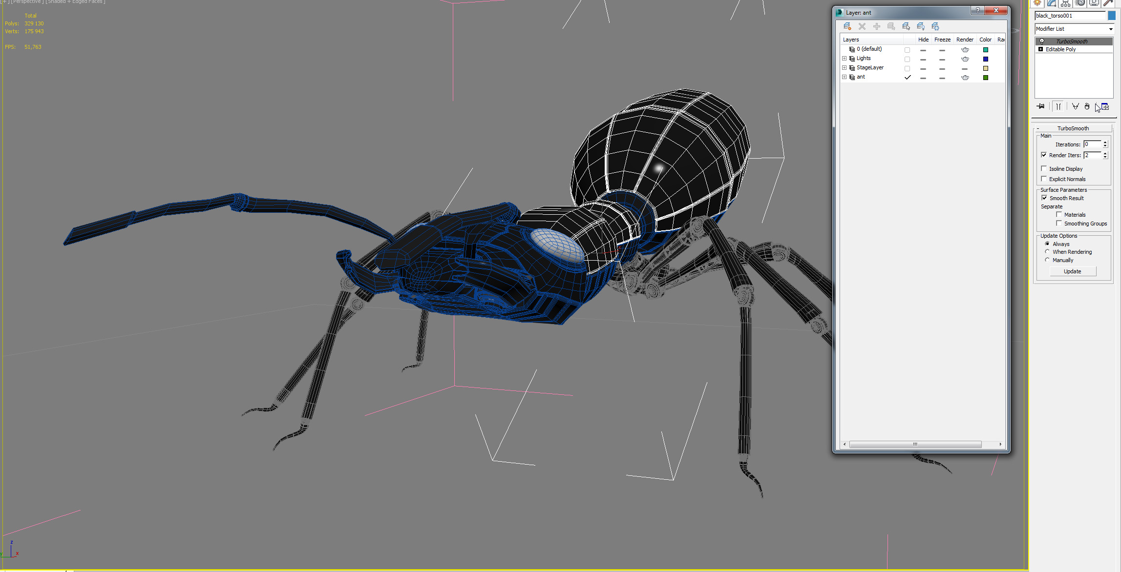 Black robot ant 3D model_8