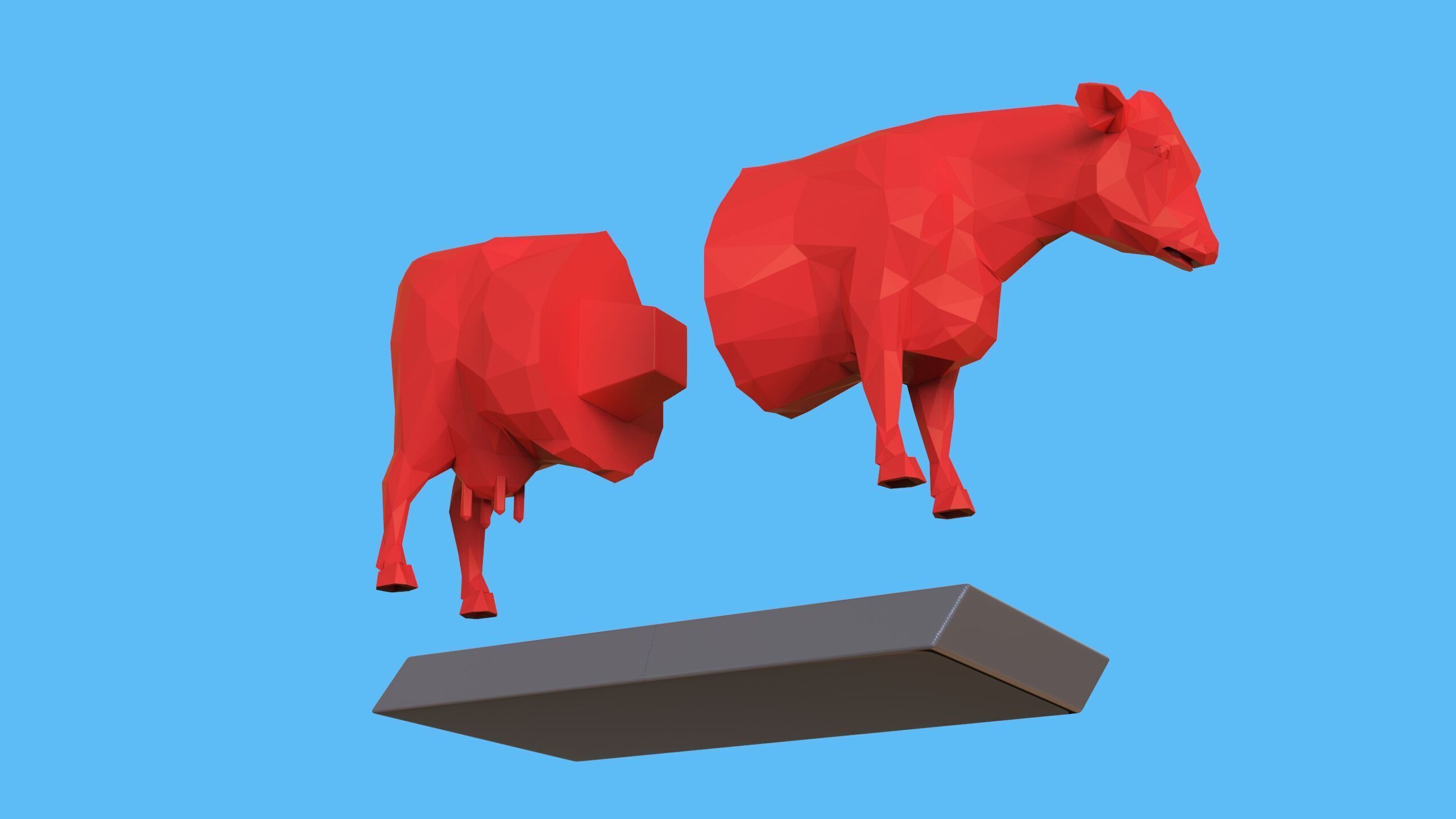 Low Poly Sculpture Cow 3D print model_21