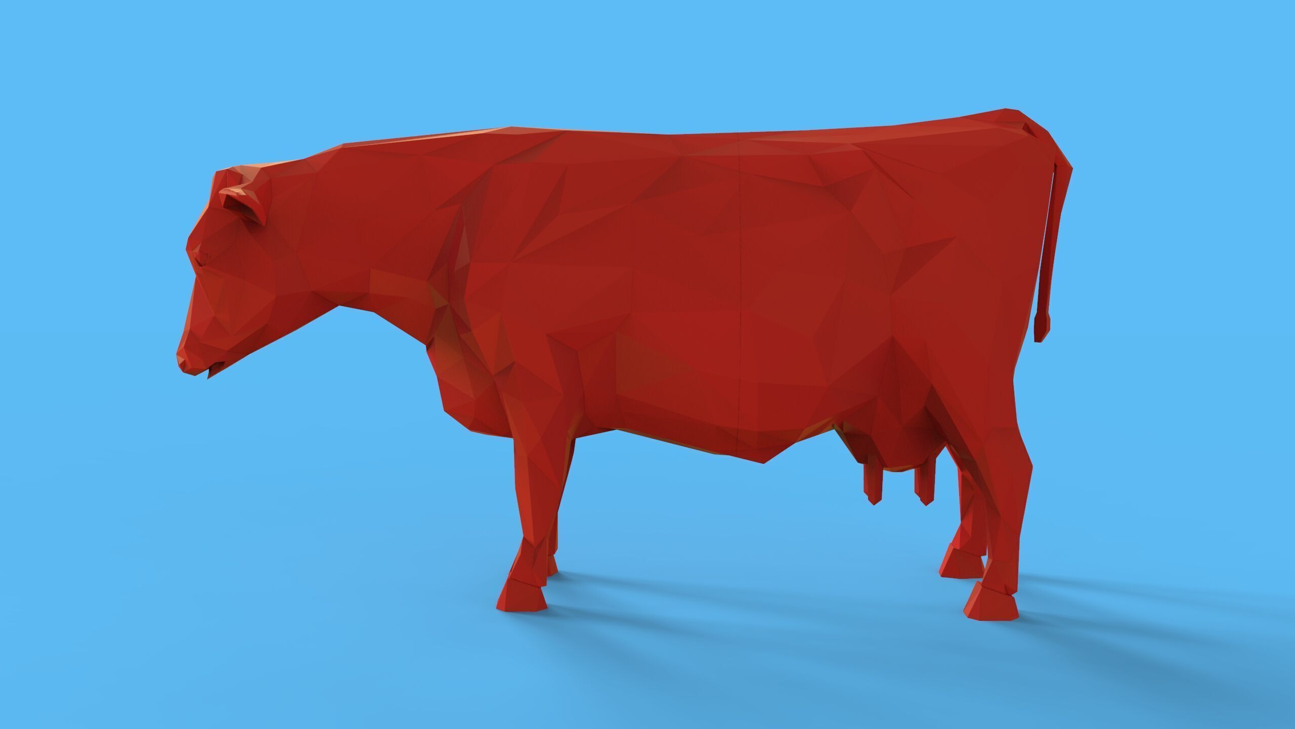 Low Poly Sculpture Cow 3D print model_10