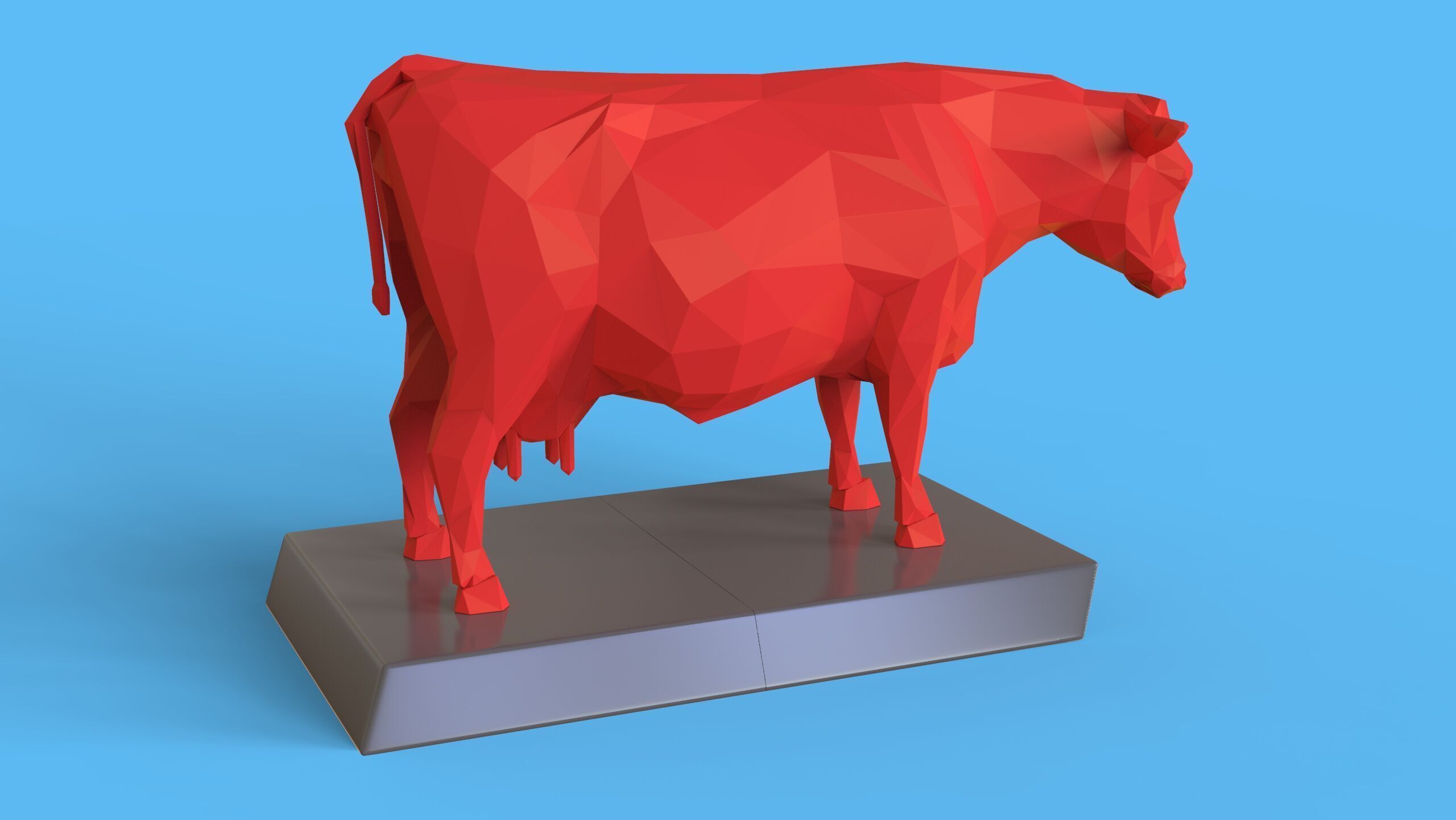 Low Poly Sculpture Cow 3D print model_6