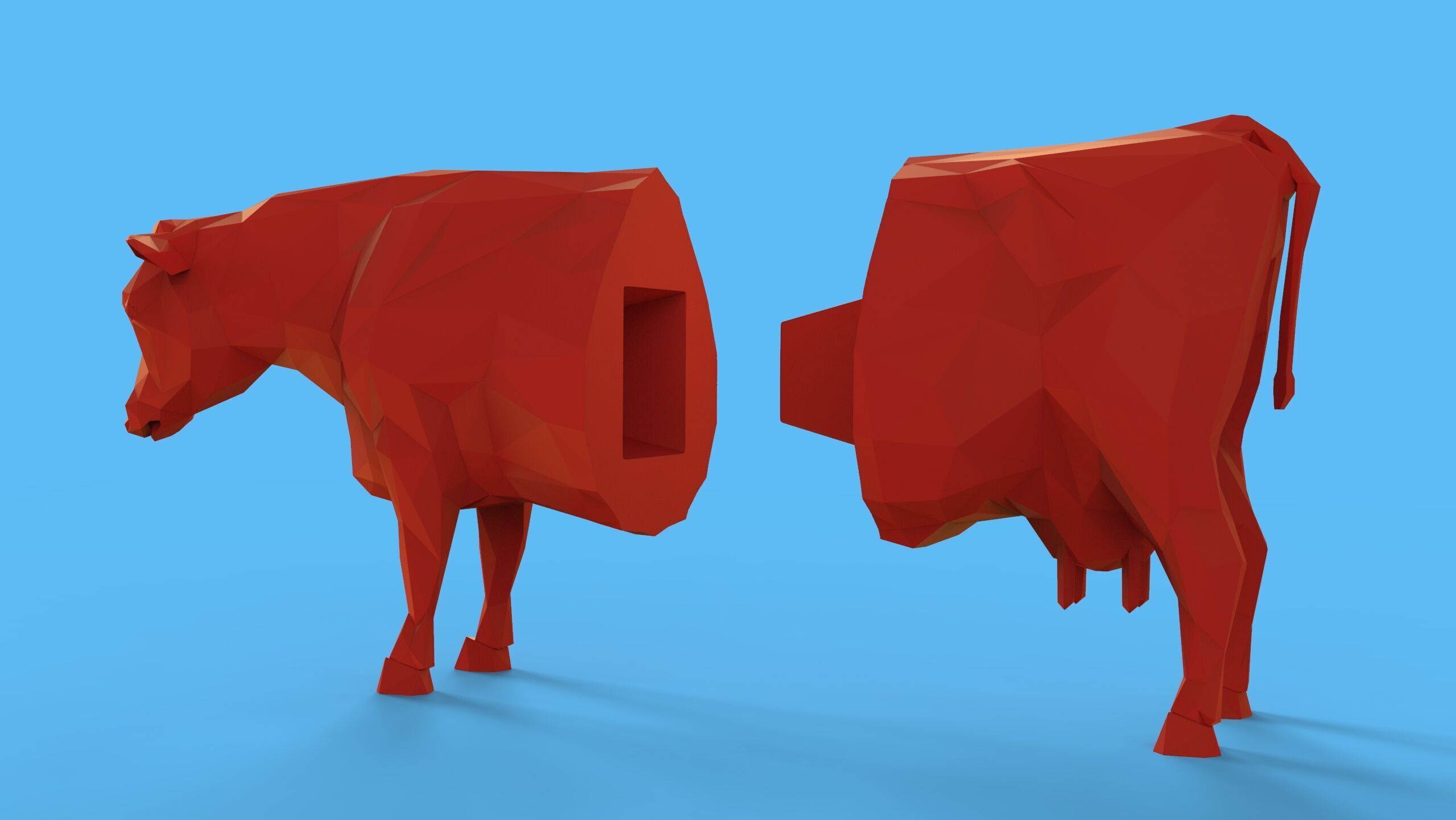 Low Poly Sculpture Cow 3D print model_15