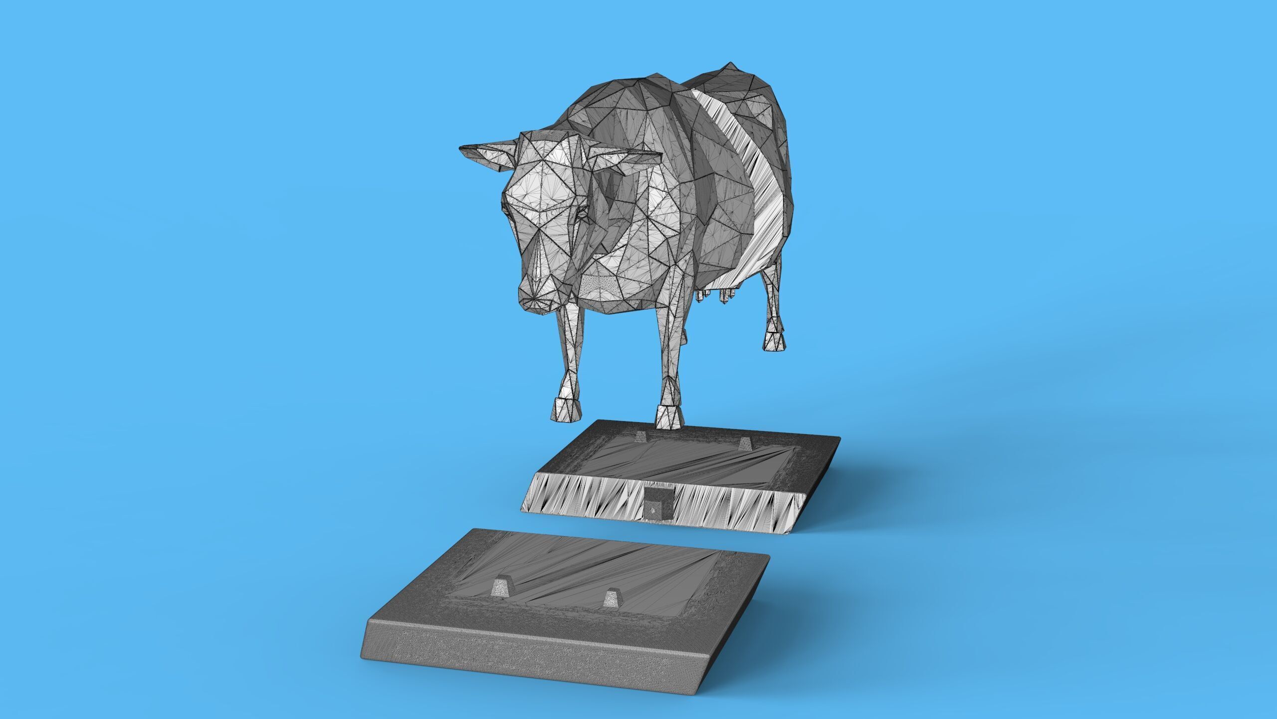 Low Poly Sculpture Cow 3D print model_25