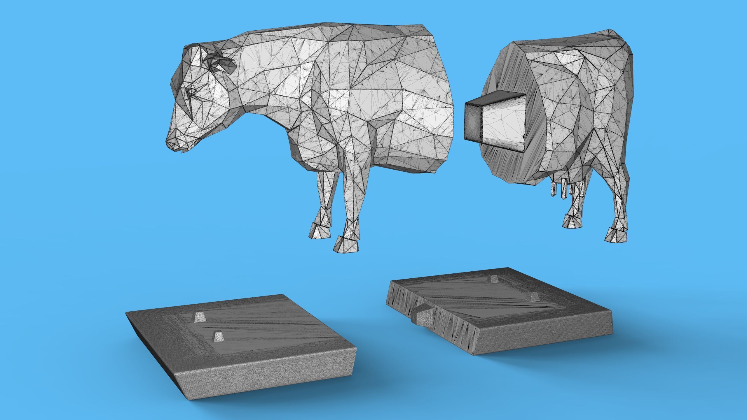 Low Poly Sculpture Cow 3D print model_23