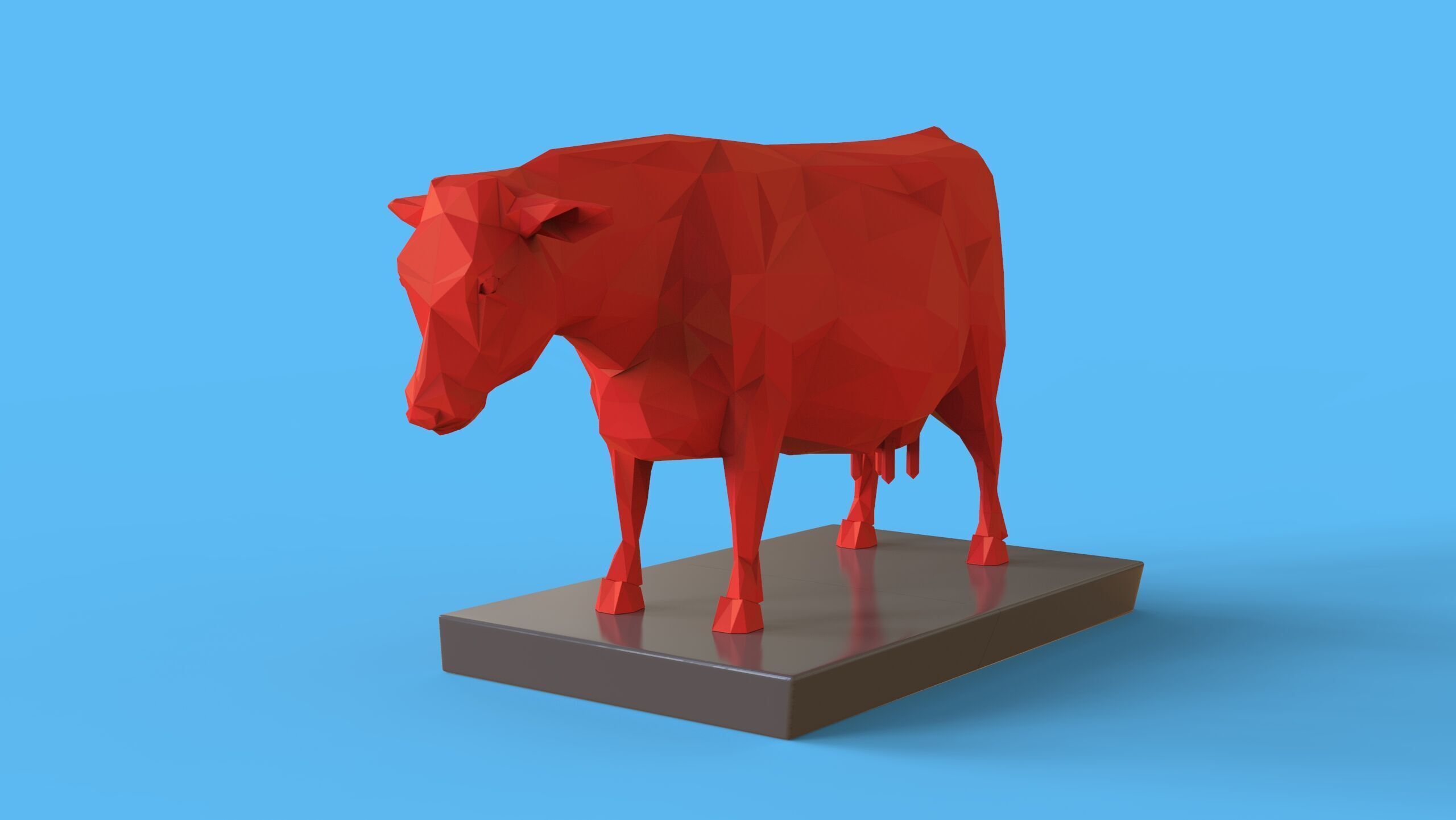 Low Poly Sculpture Cow 3D print model_2