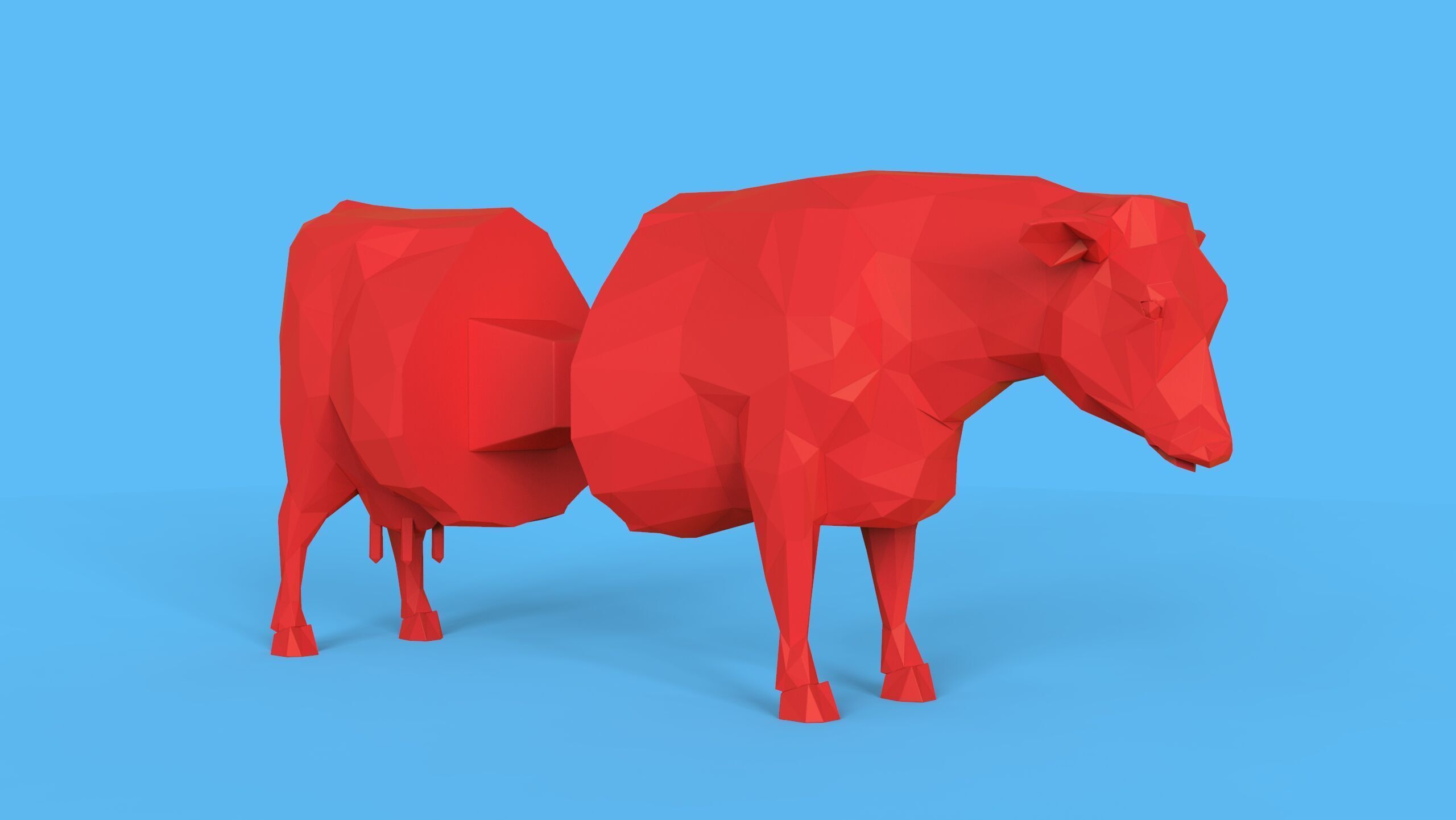 Low Poly Sculpture Cow 3D print model_13