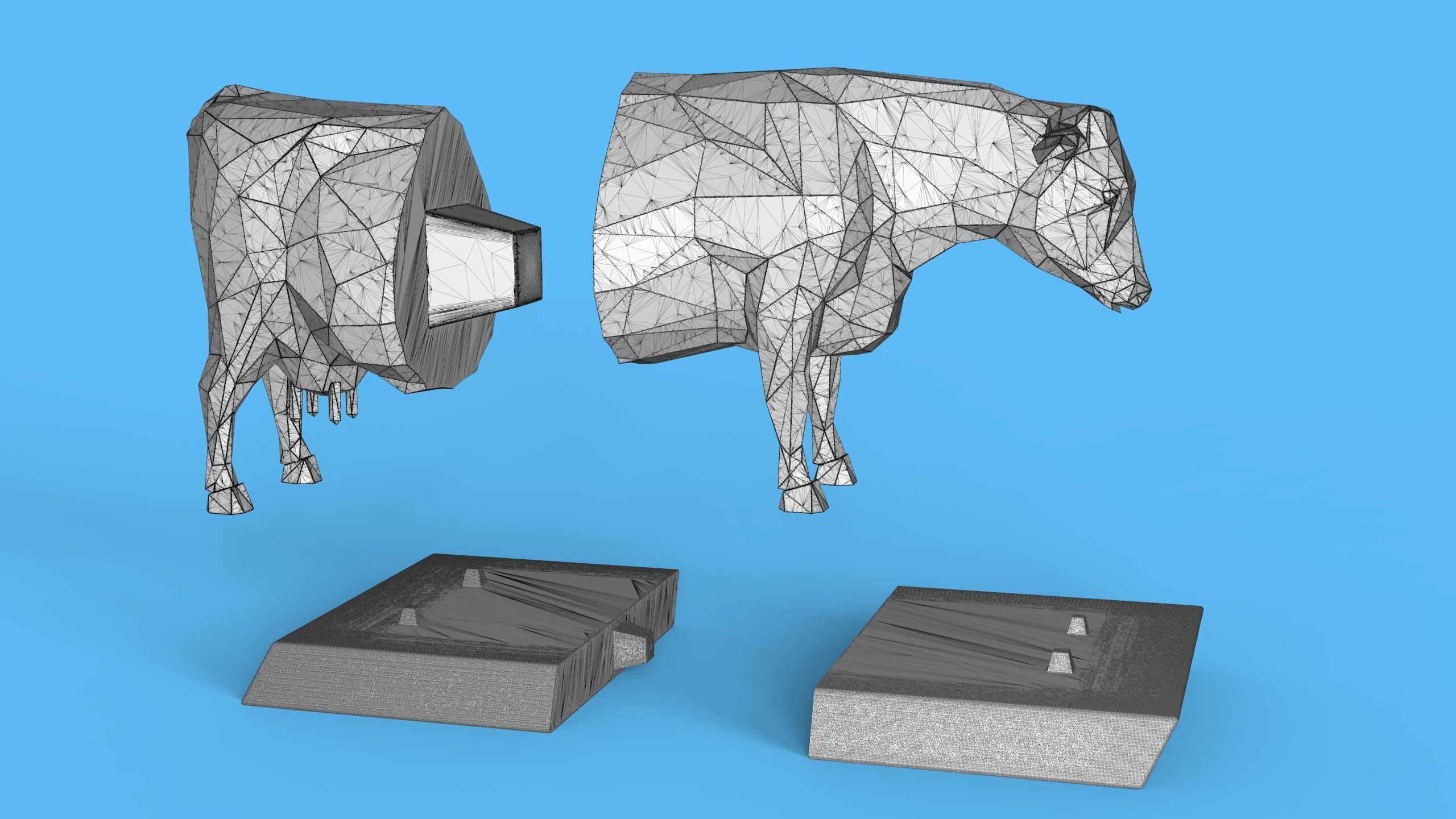 Low Poly Sculpture Cow 3D print model_22