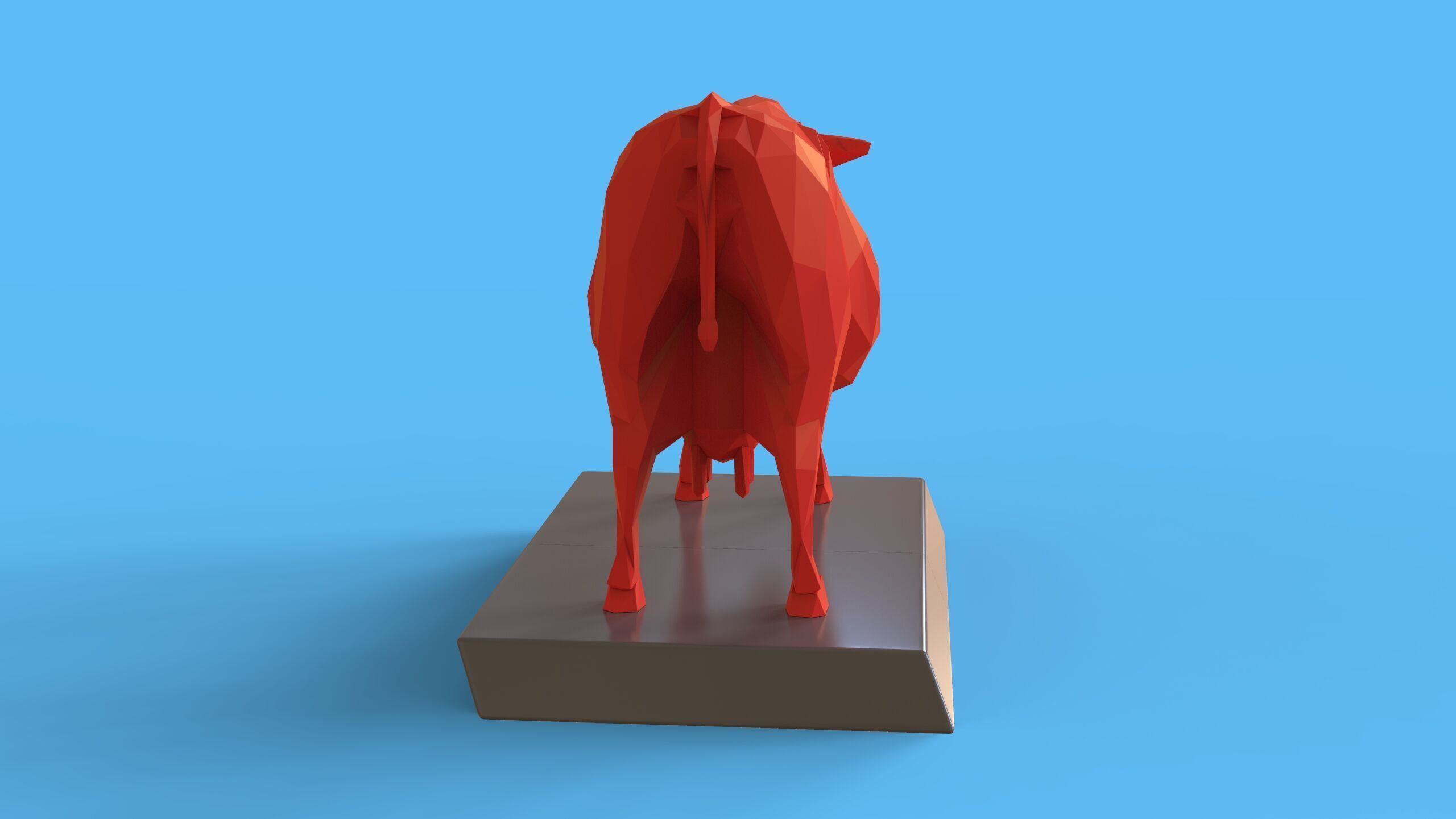 Low Poly Sculpture Cow 3D print model_5