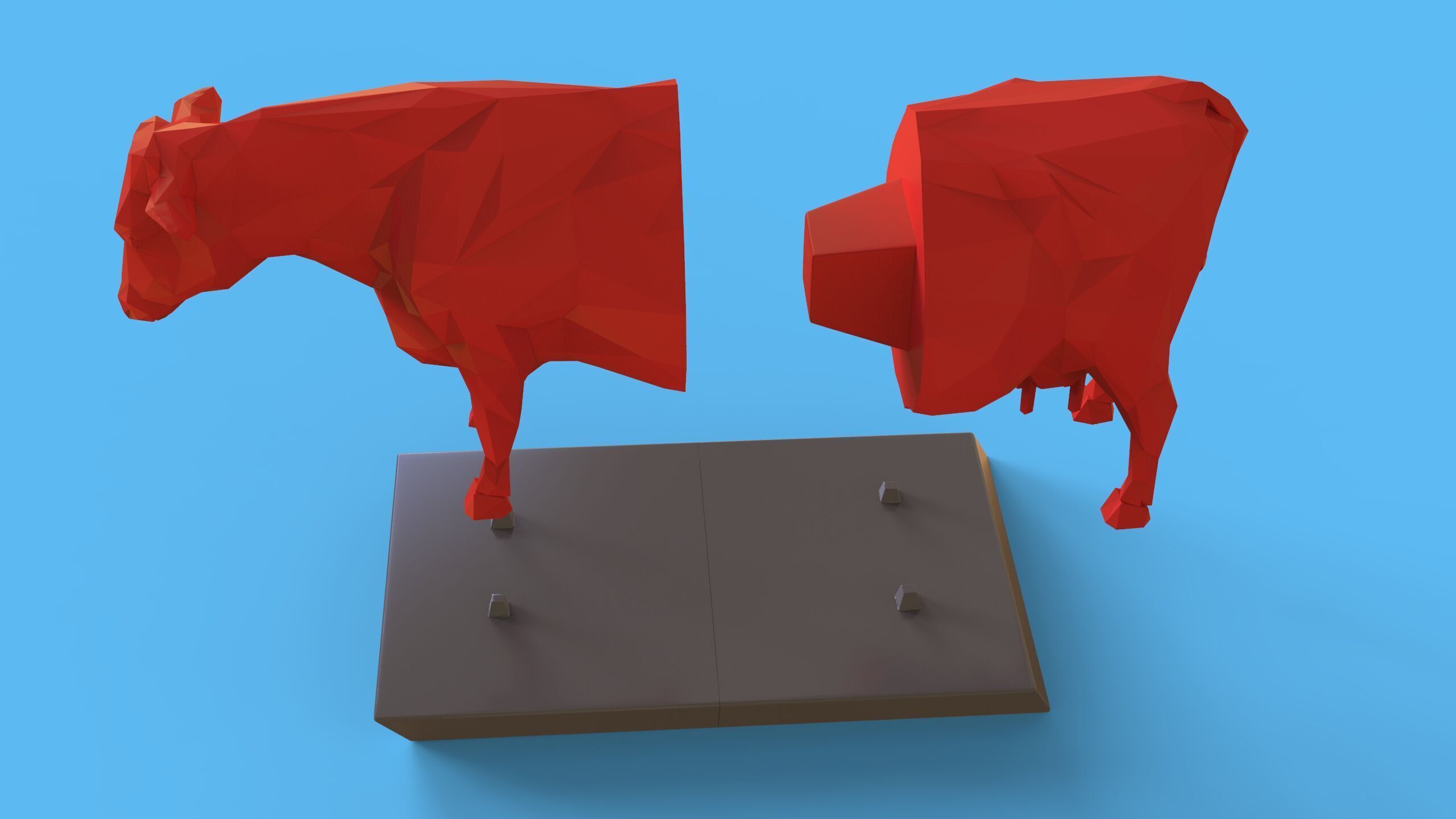 Low Poly Sculpture Cow 3D print model_19