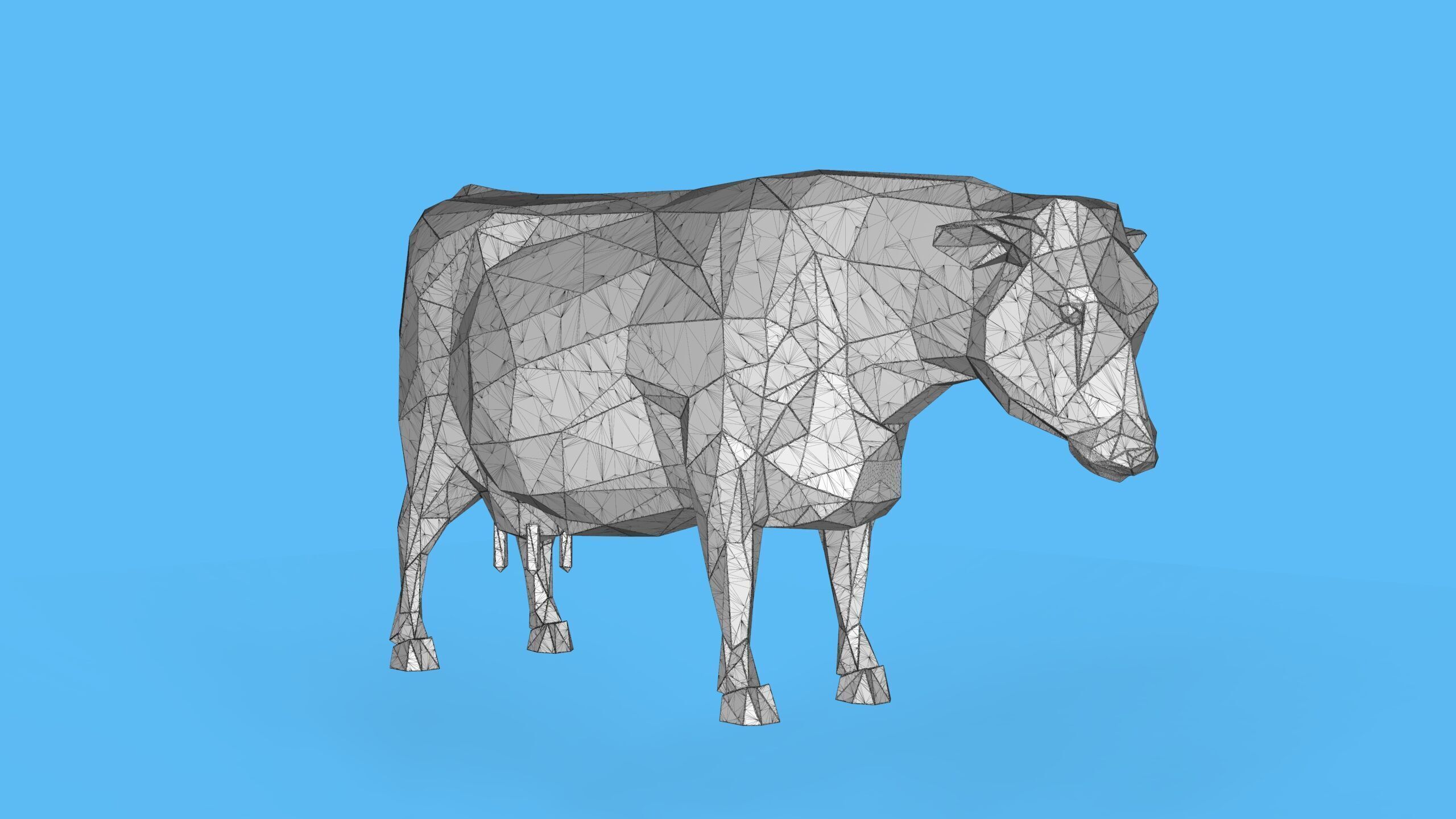 Low Poly Sculpture Cow 3D print model_28