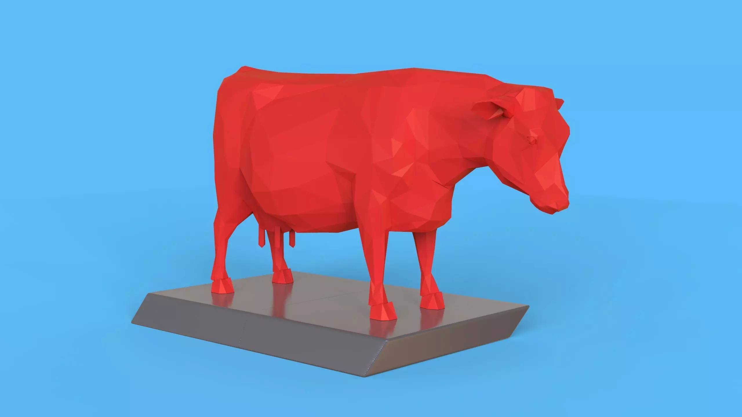 Low Poly Sculpture Cow 3D print model_0