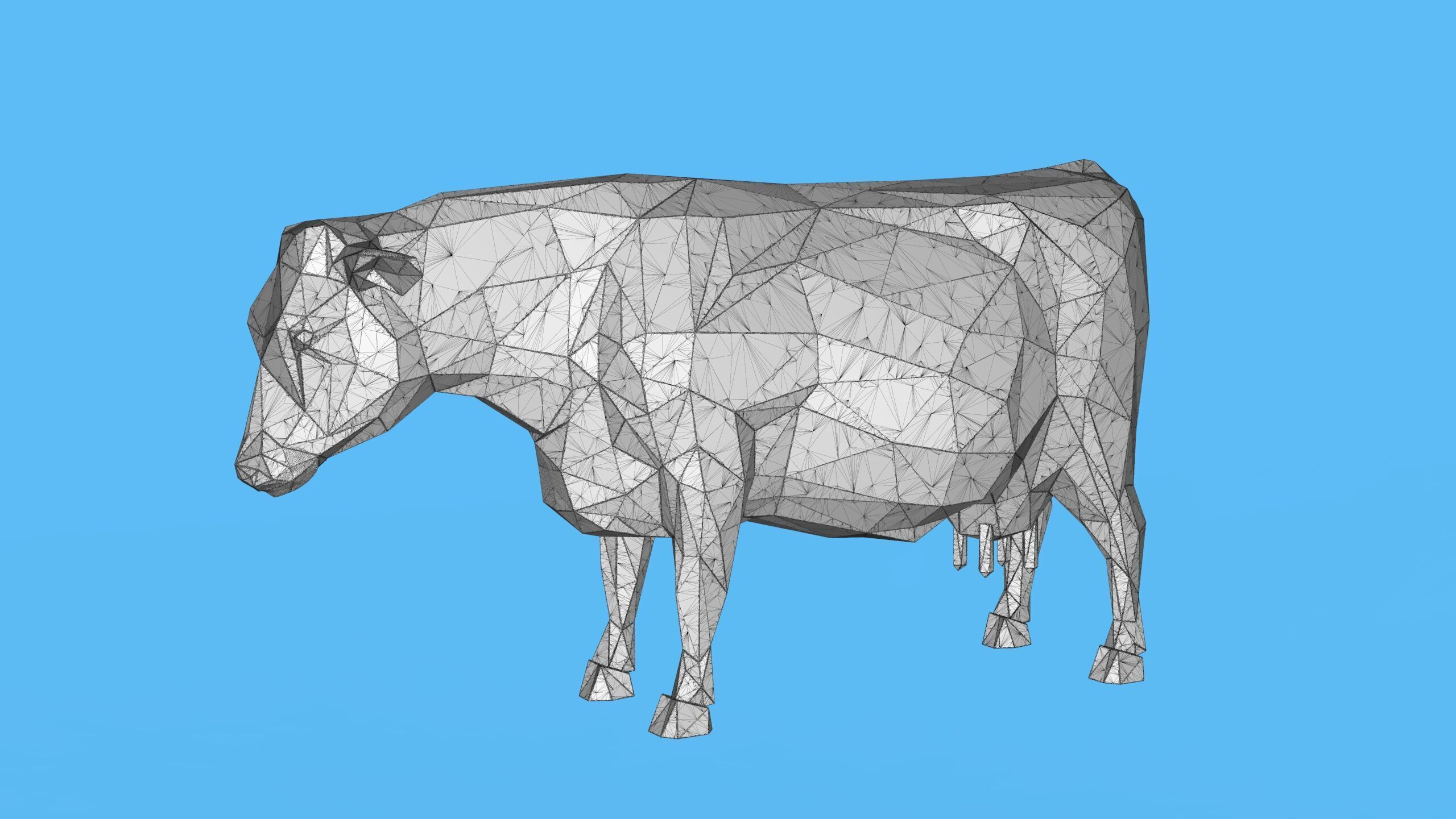 Low Poly Sculpture Cow 3D print model_27