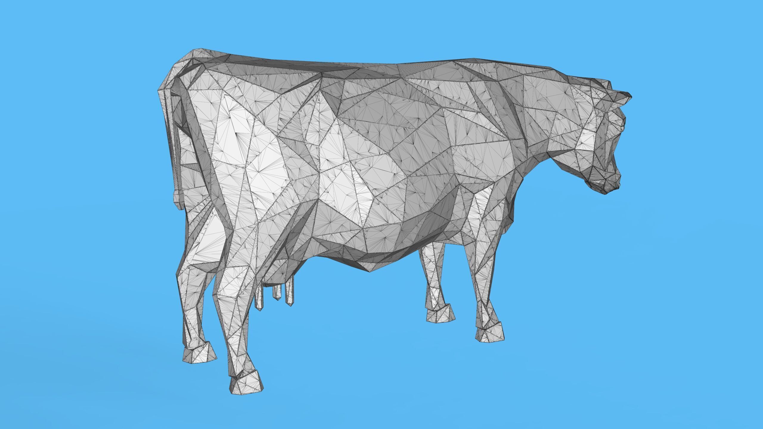 Low Poly Sculpture Cow 3D print model_29