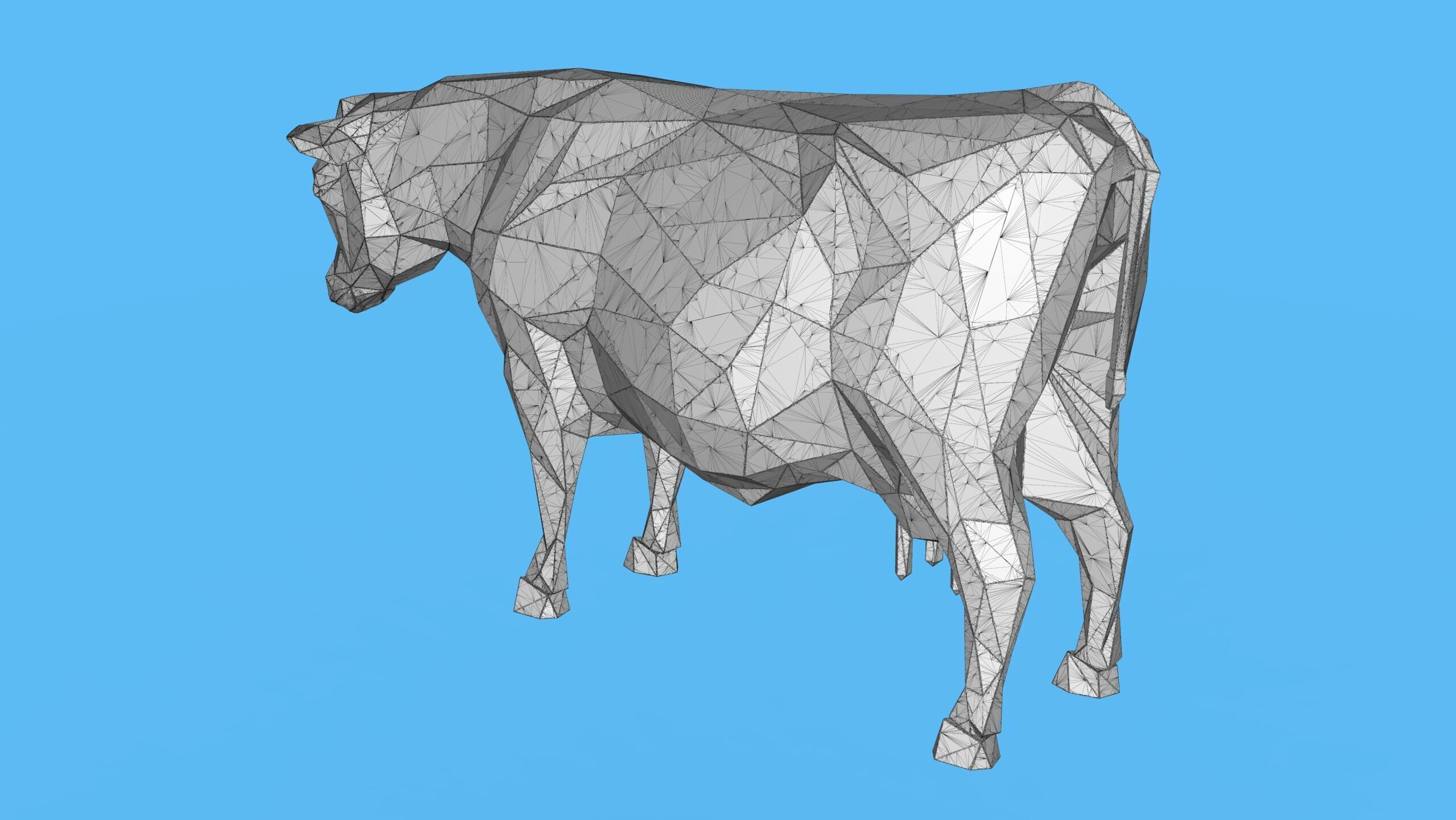 Low Poly Sculpture Cow 3D print model_30