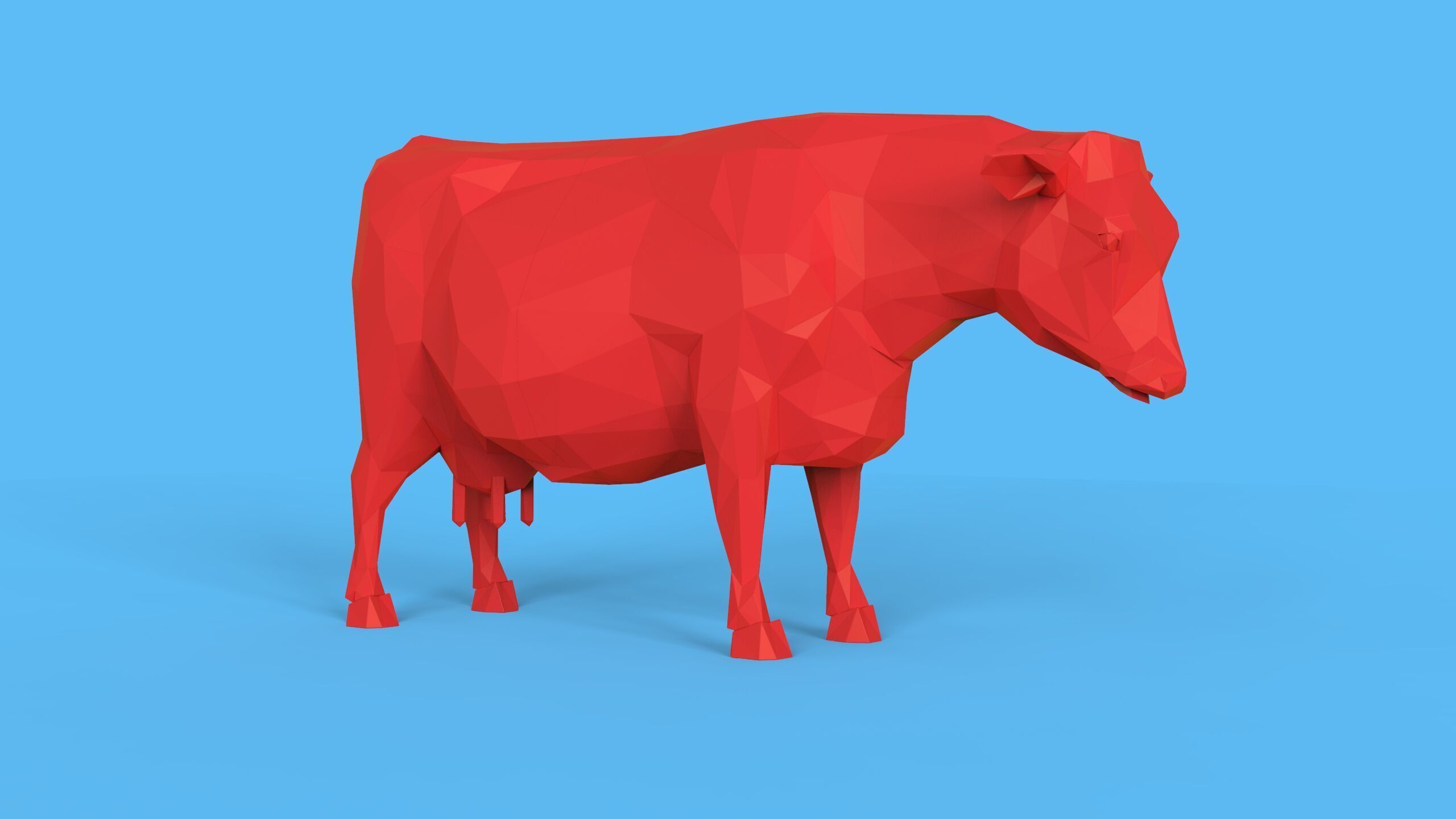 Low Poly Sculpture Cow 3D print model_8