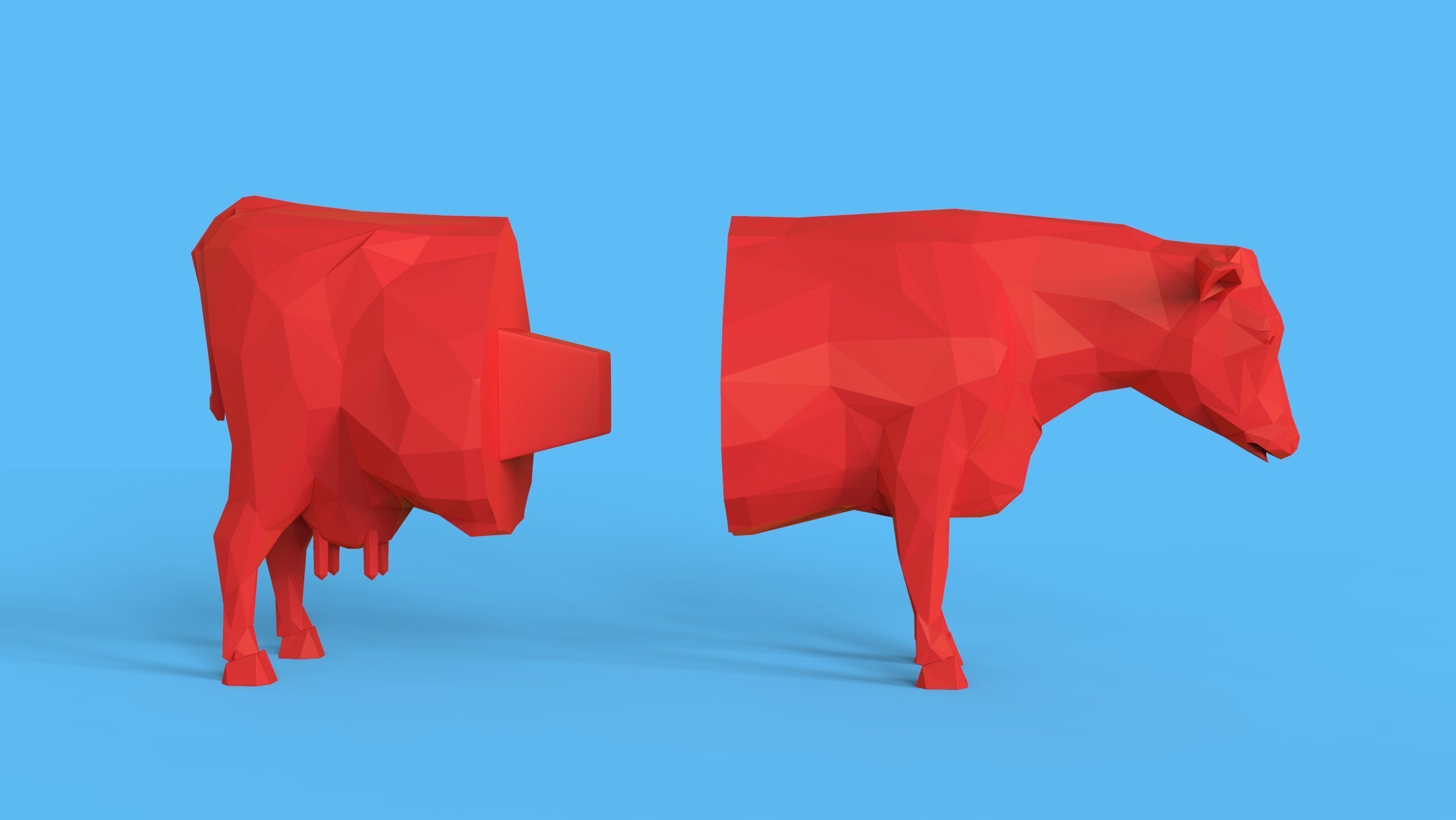 Low Poly Sculpture Cow 3D print model_12