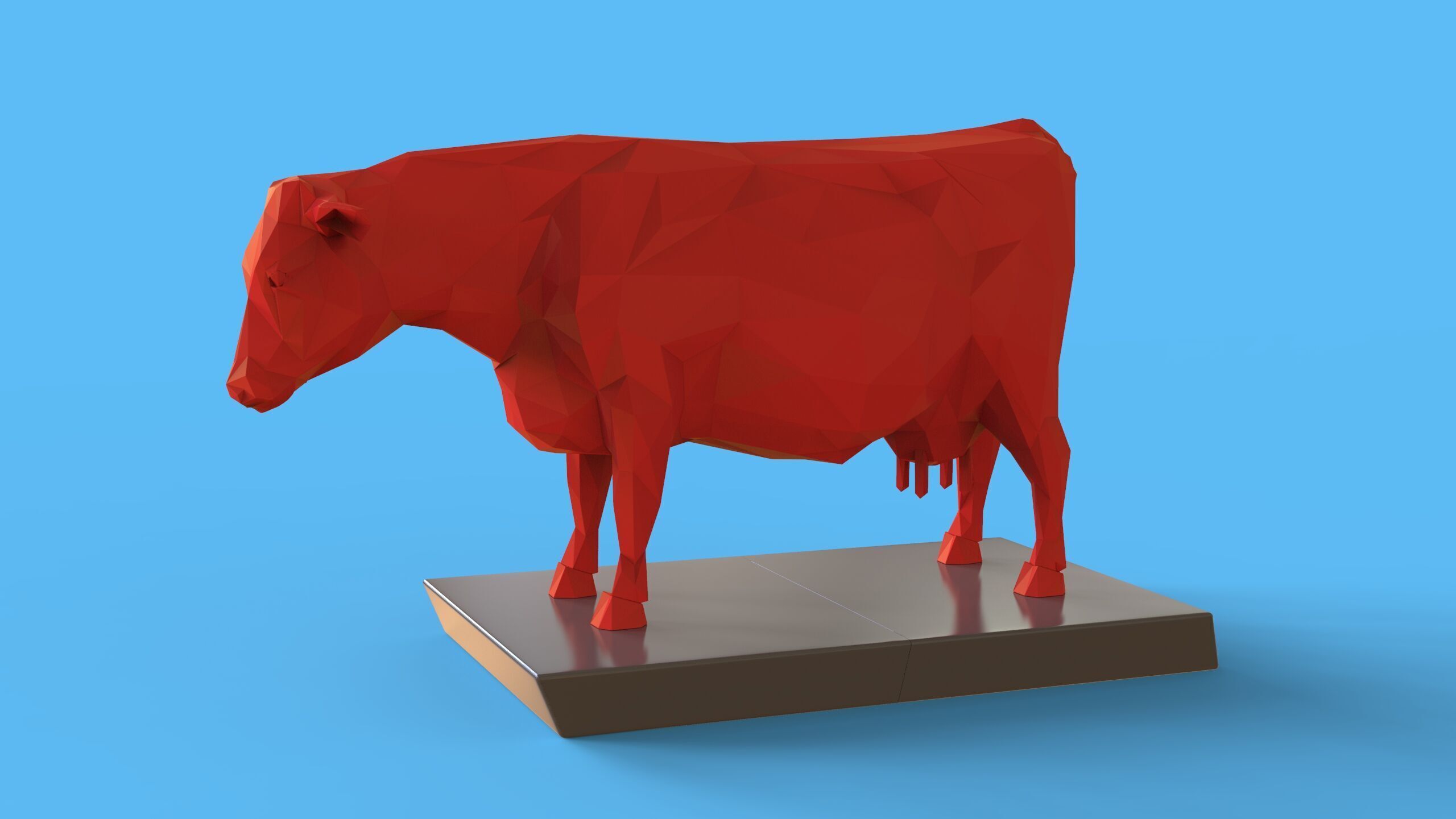 Low Poly Sculpture Cow 3D print model_3