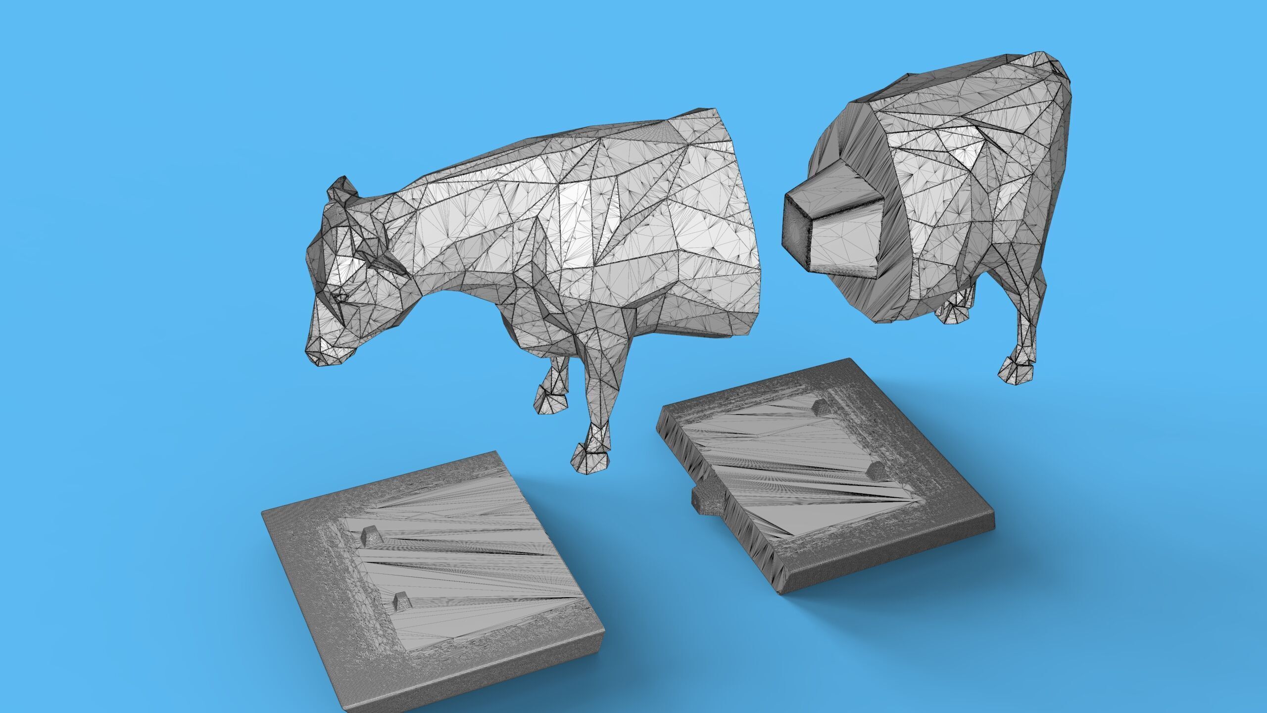 Low Poly Sculpture Cow 3D print model_24