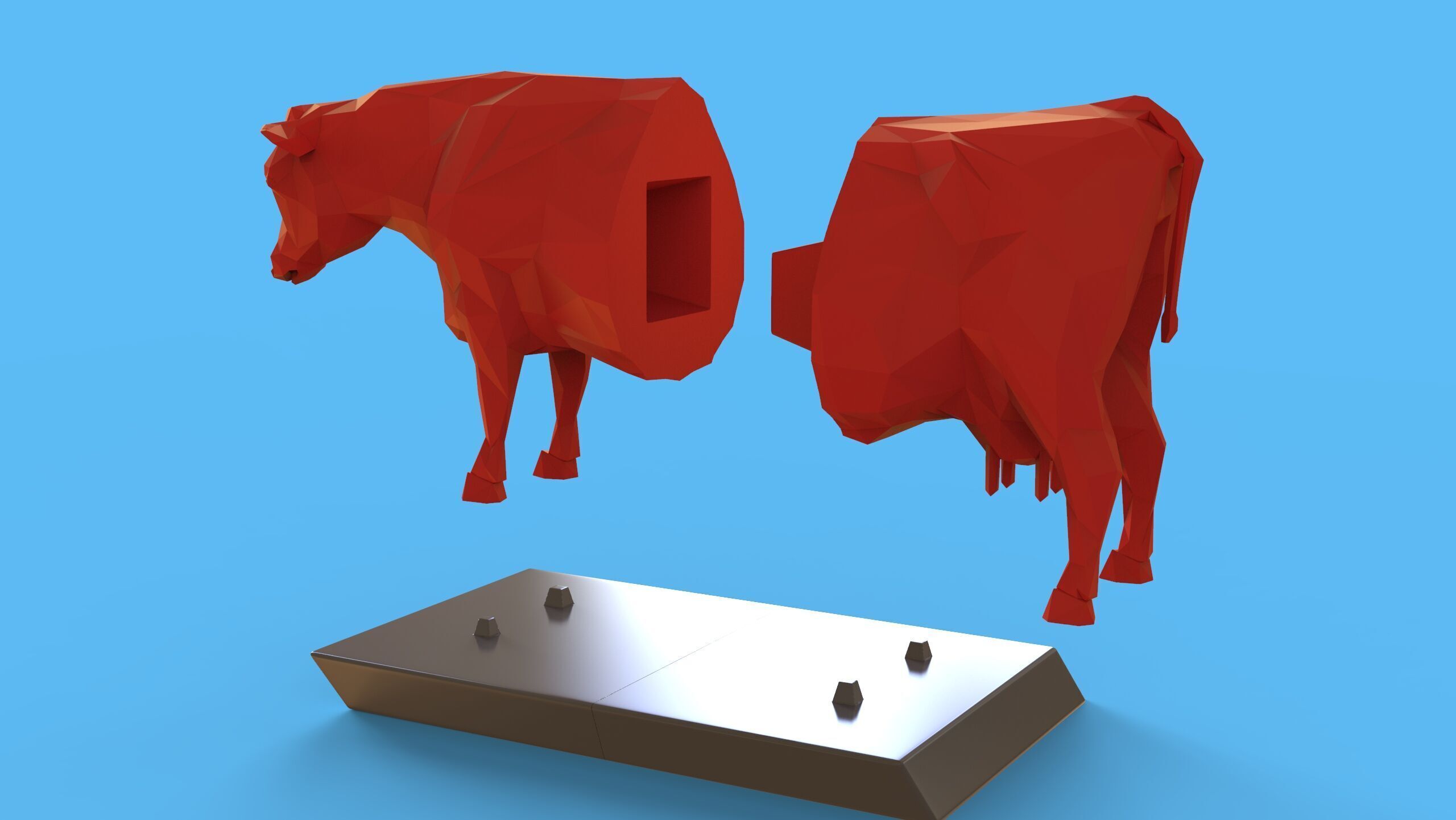 Low Poly Sculpture Cow 3D print model_18