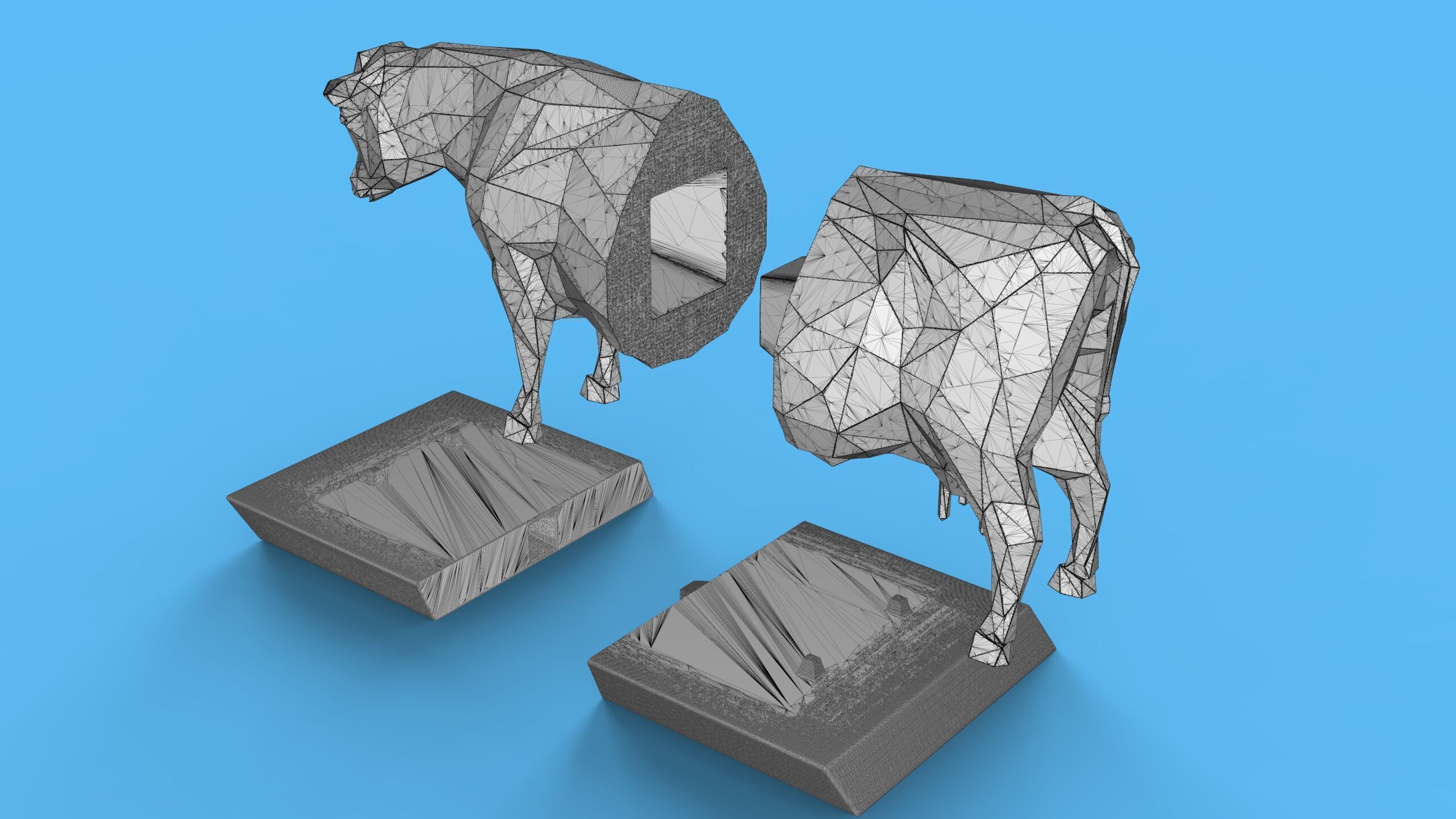 Low Poly Sculpture Cow 3D print model_26