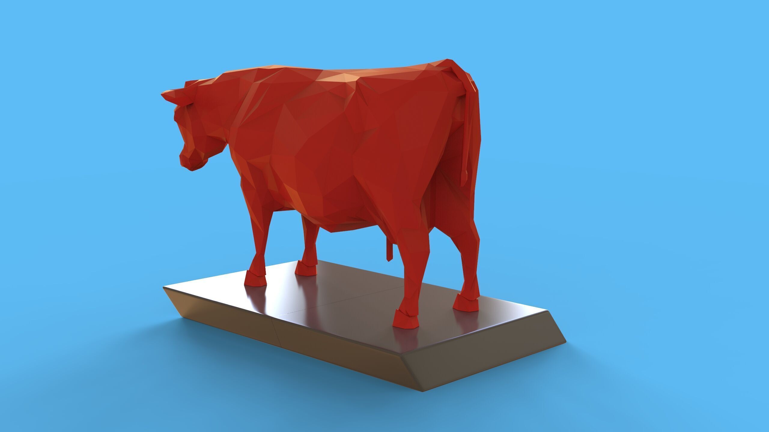 Low Poly Sculpture Cow 3D print model_4