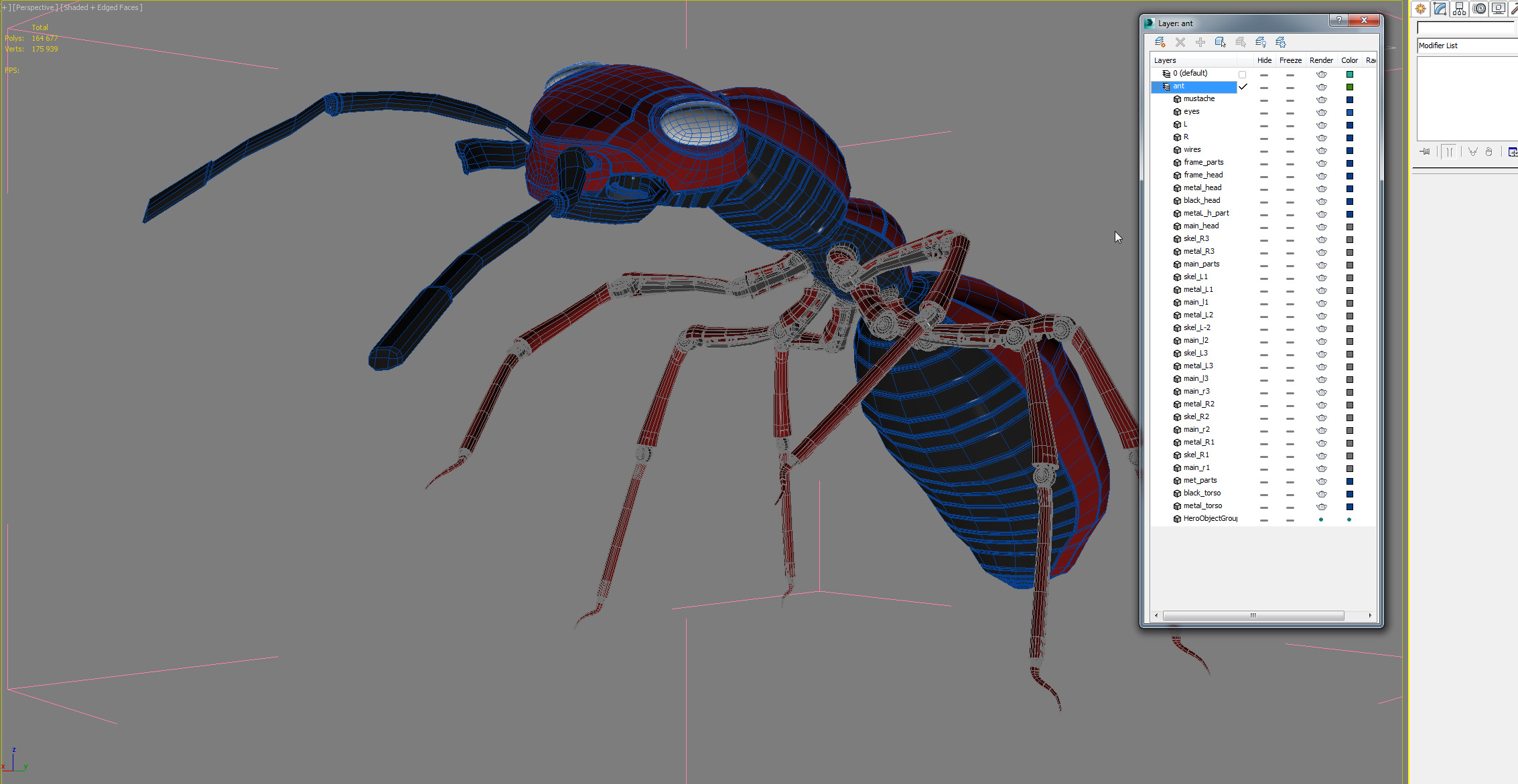 Red robot ant 3D model_7