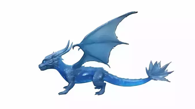 Flying Dragon Made Out Of Glacial Blue Crystals