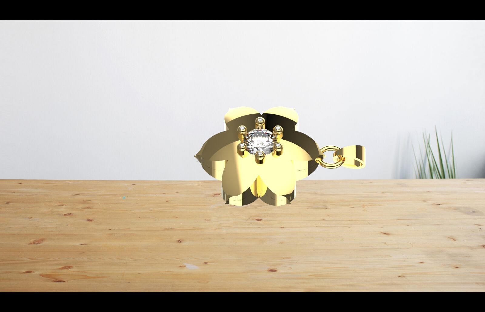 gold fkowe pwndant diamond Free 3D print model_11