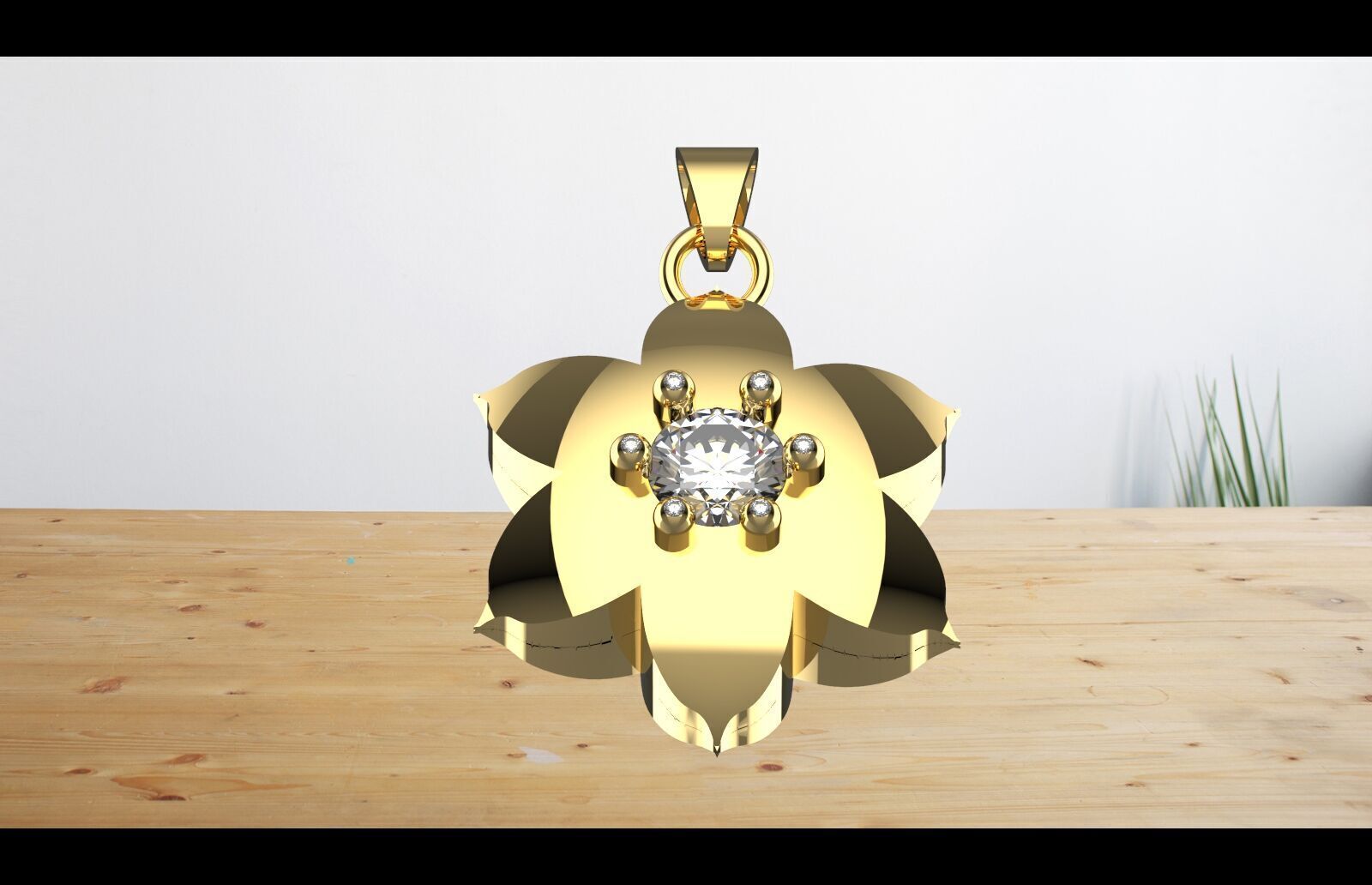 gold fkowe pwndant diamond Free 3D print model_10