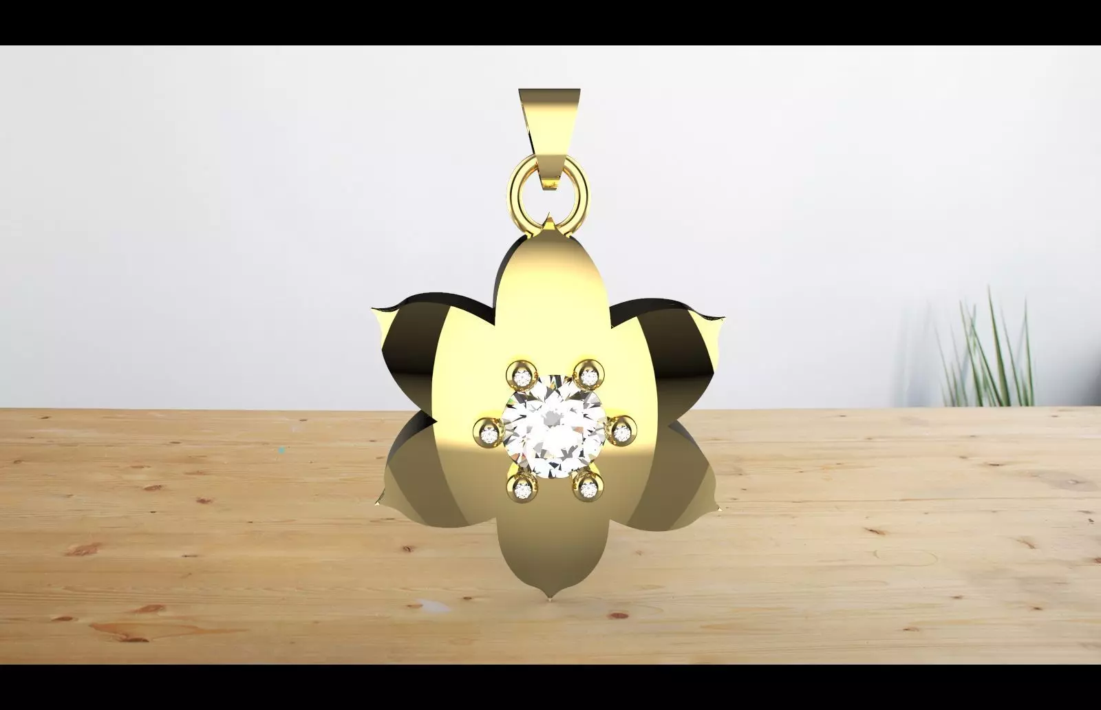 gold fkowe pwndant diamond Free 3D print model_0