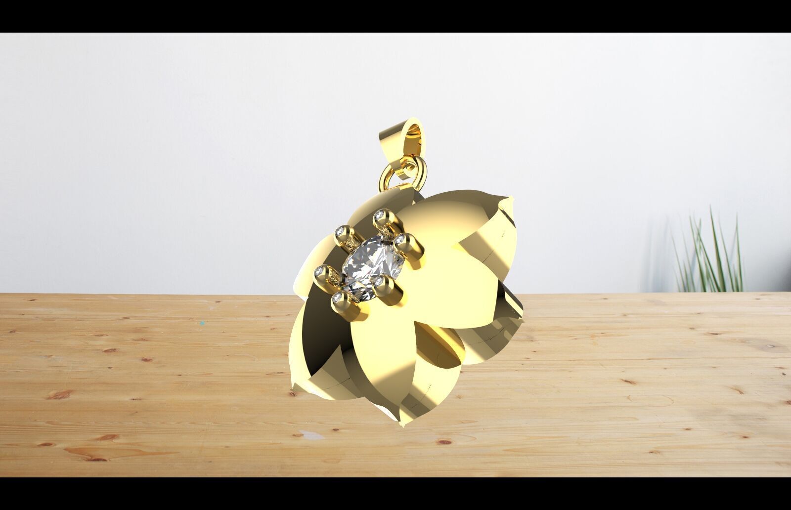 gold fkowe pwndant diamond Free 3D print model_8