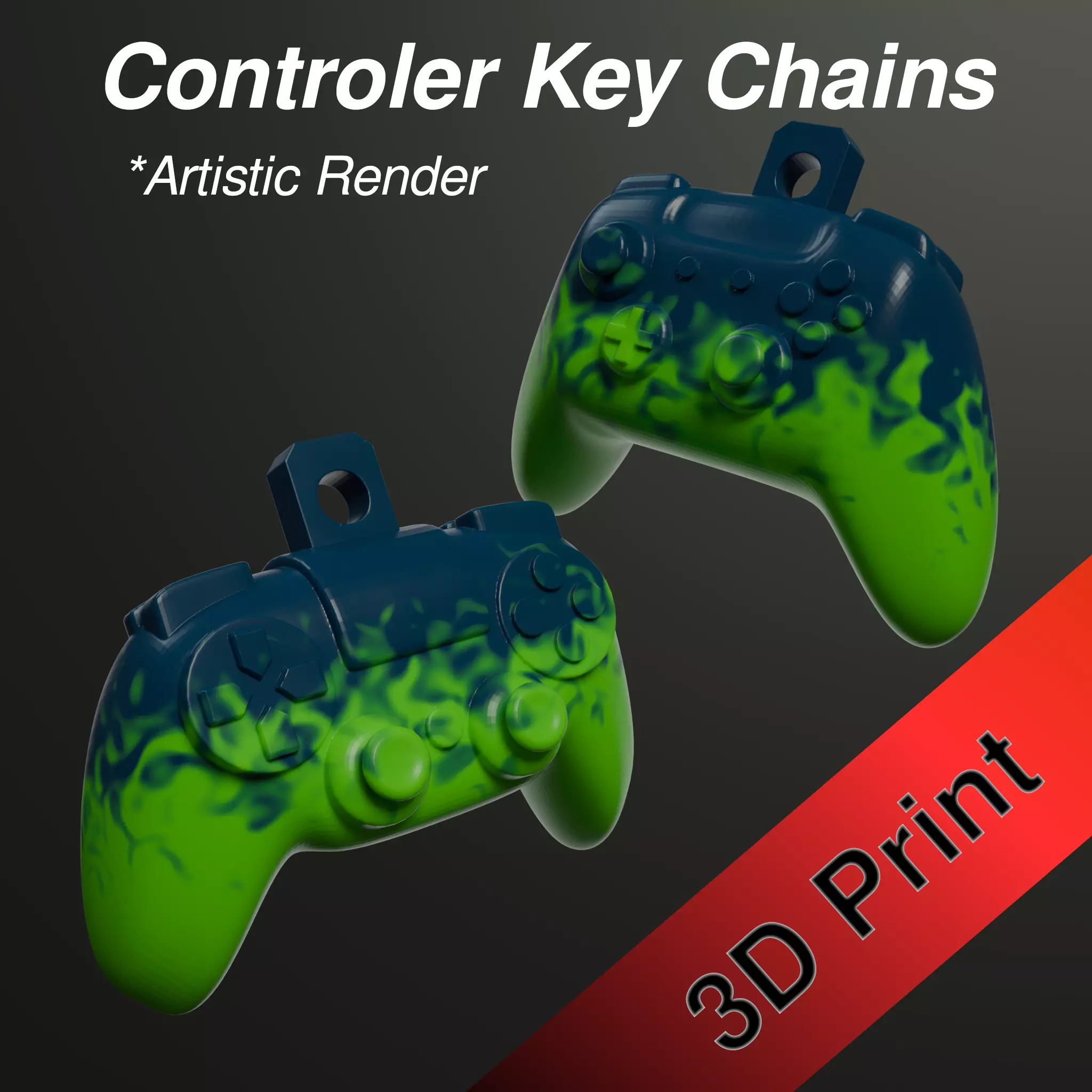 Controler Key Chain Pendants 3D print model_0